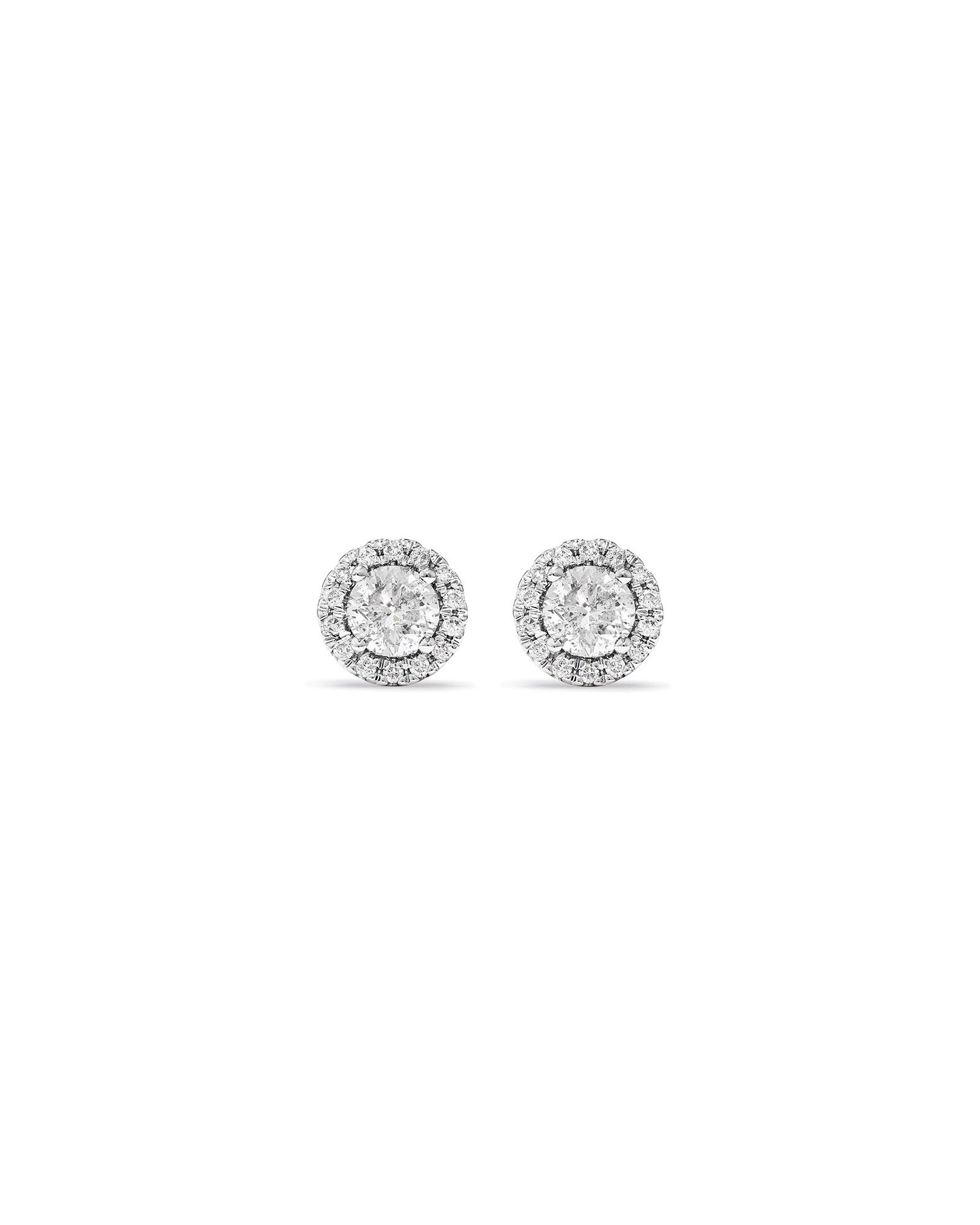 0.44 Carat TW Round Diamond Halo Stud Earrings in 10kt White Gold