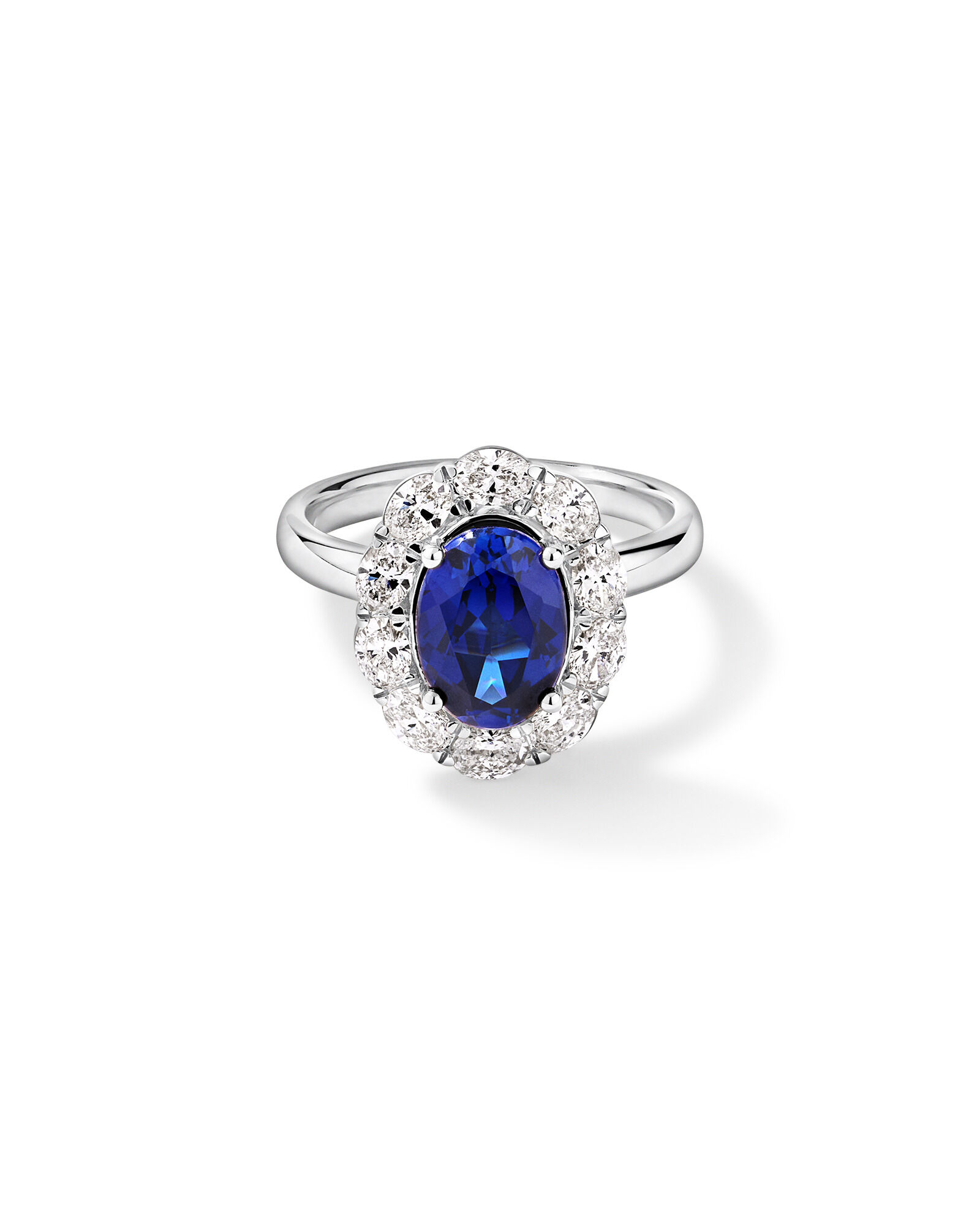 Cr&eacute;ation de la bague en diamant TW Sapphire & 0,97 carat cultiv&eacute;e en laboratoire en or blanc 10 carats