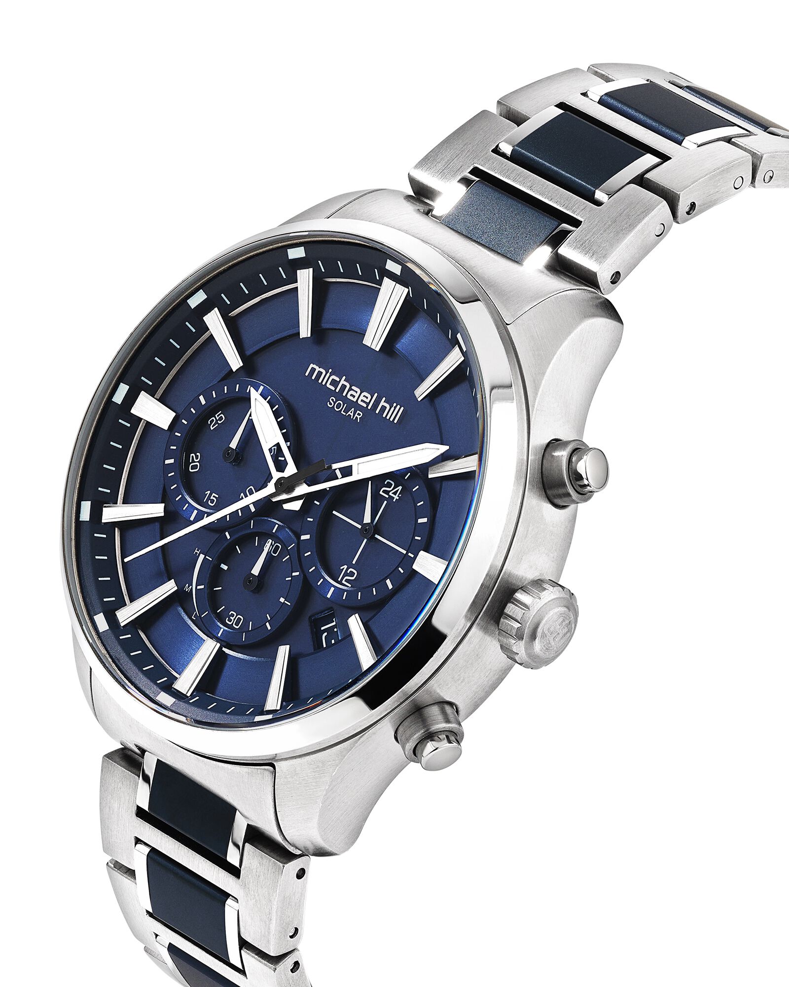Solar Powered Men's Watch with Blue Tone in Stainless Steel