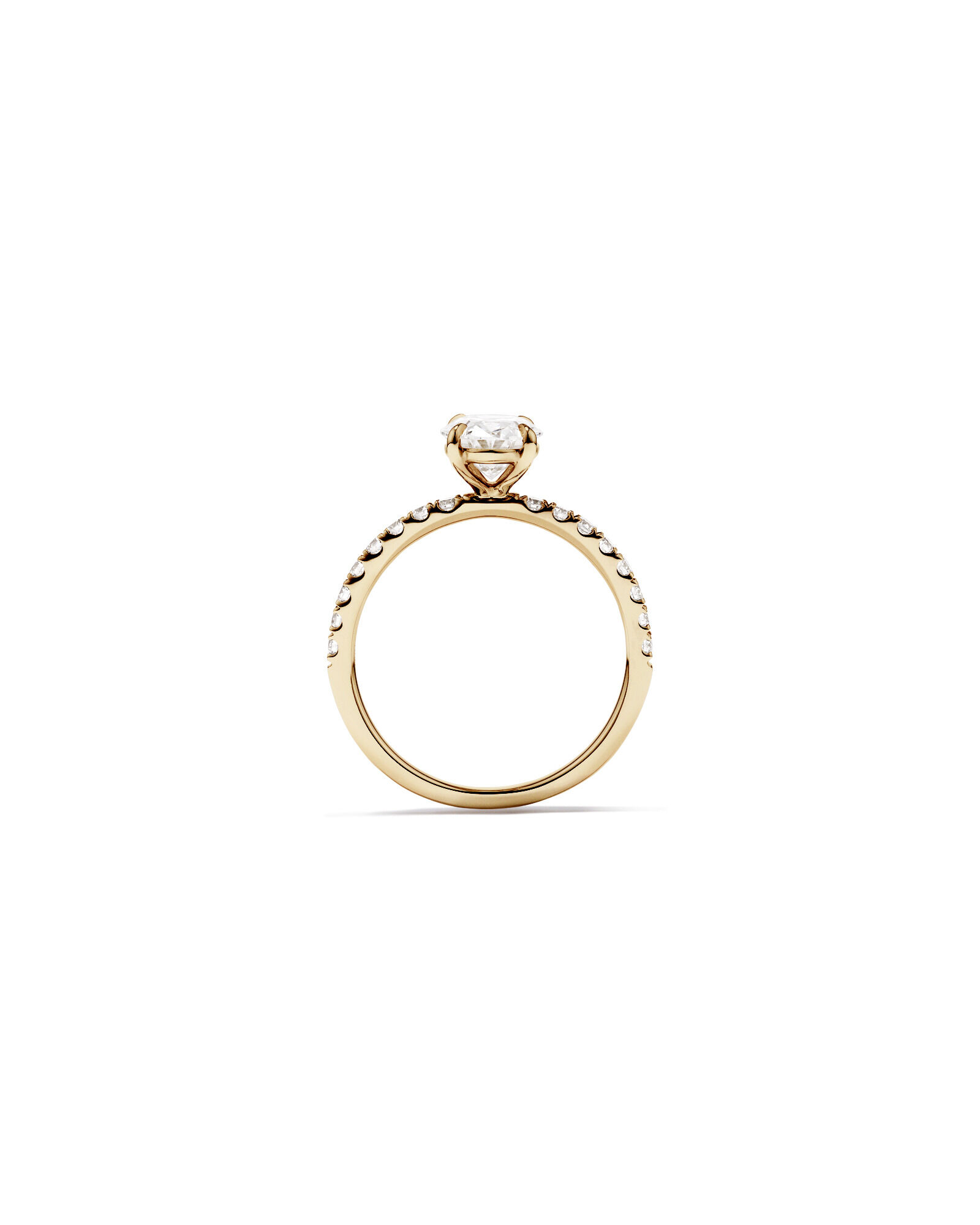 1.81 Carat TW Oval Lab-Grown Diamond Side Accent Engagement Ring in 14kt Yellow Gold