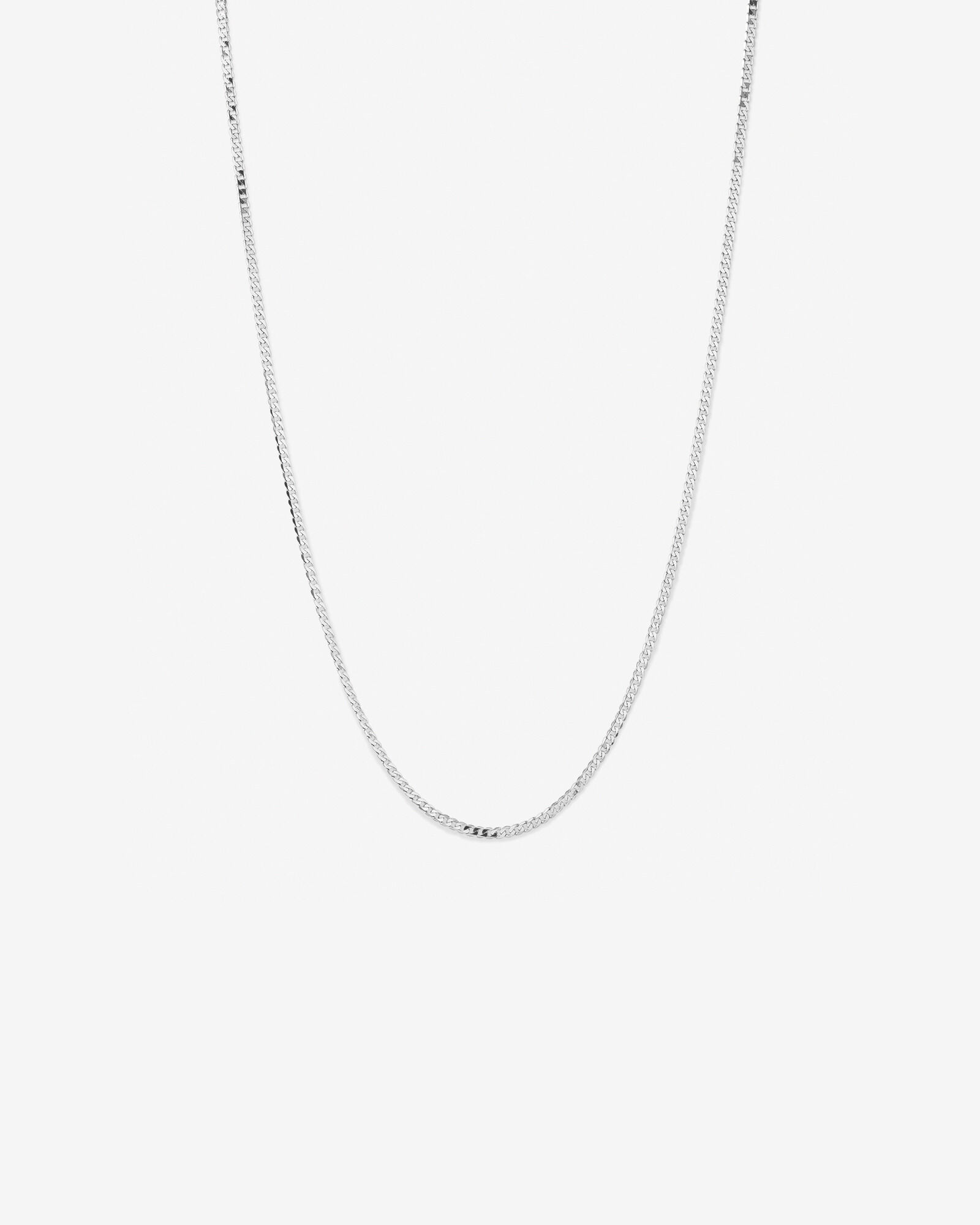 45cm (22") 3mm Width Solid Flat Bevelled Curb Chain in 10kt White Gold