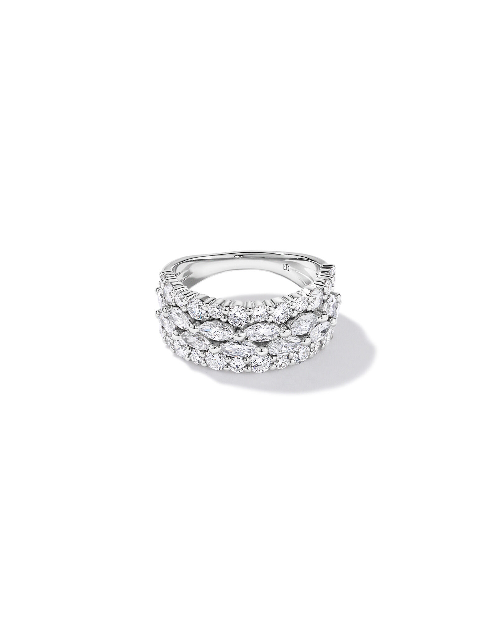 2.46 Carat TW Laboratory-Grown Marquise and Round Brilliant Diamond Ring in 10kt White Gold