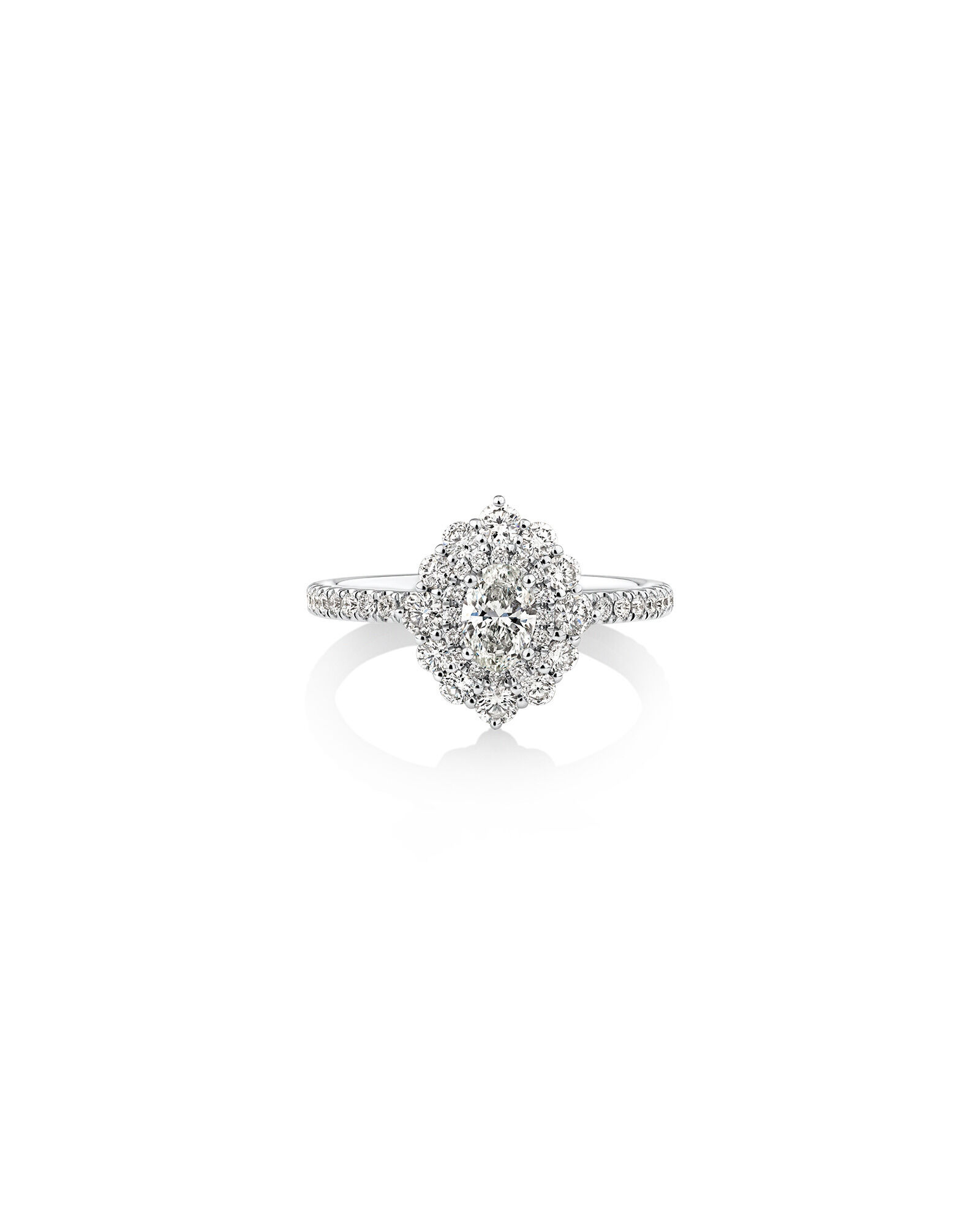 Sir Michael Hill Designer Oval Engagement Ring with 0.92 Carat TW Diamonds in 18kt White Gold