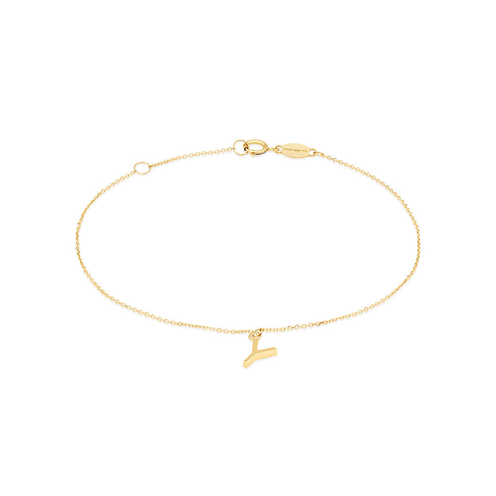 19cm (7.5") Y Initial Bracelet in 10kt Yellow Gold