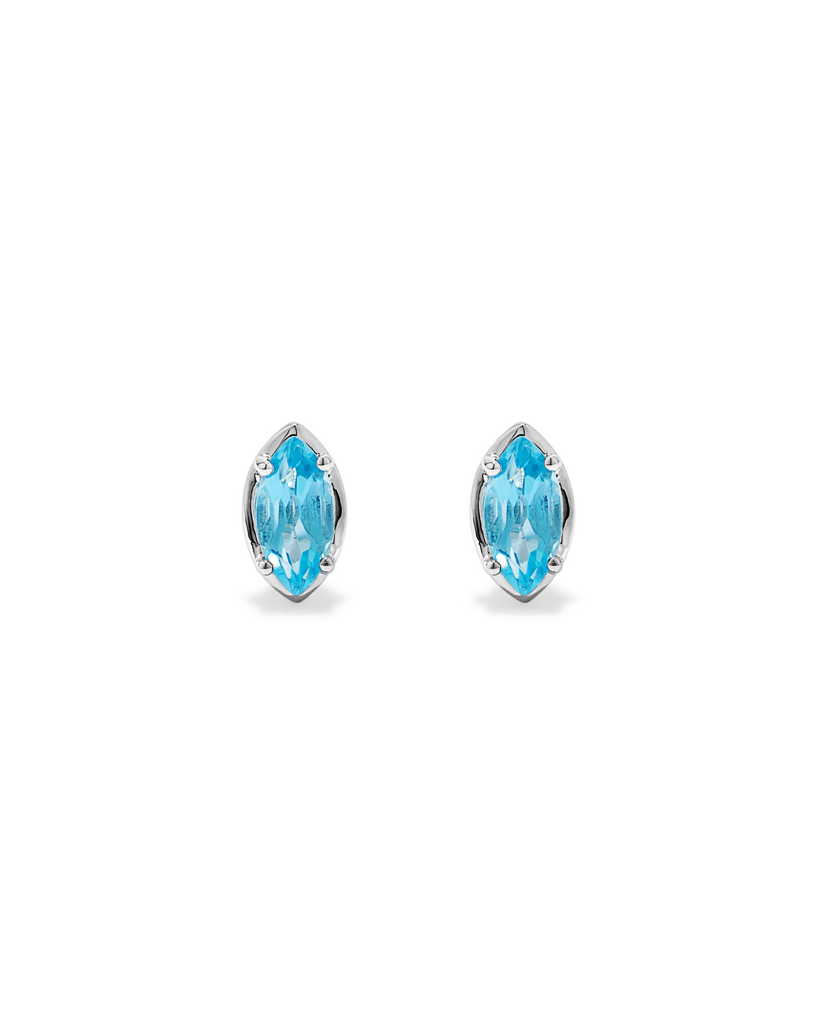 Boucles d&rsquo;oreilles en topaze bleu suisse taille marquis en argent sterling
