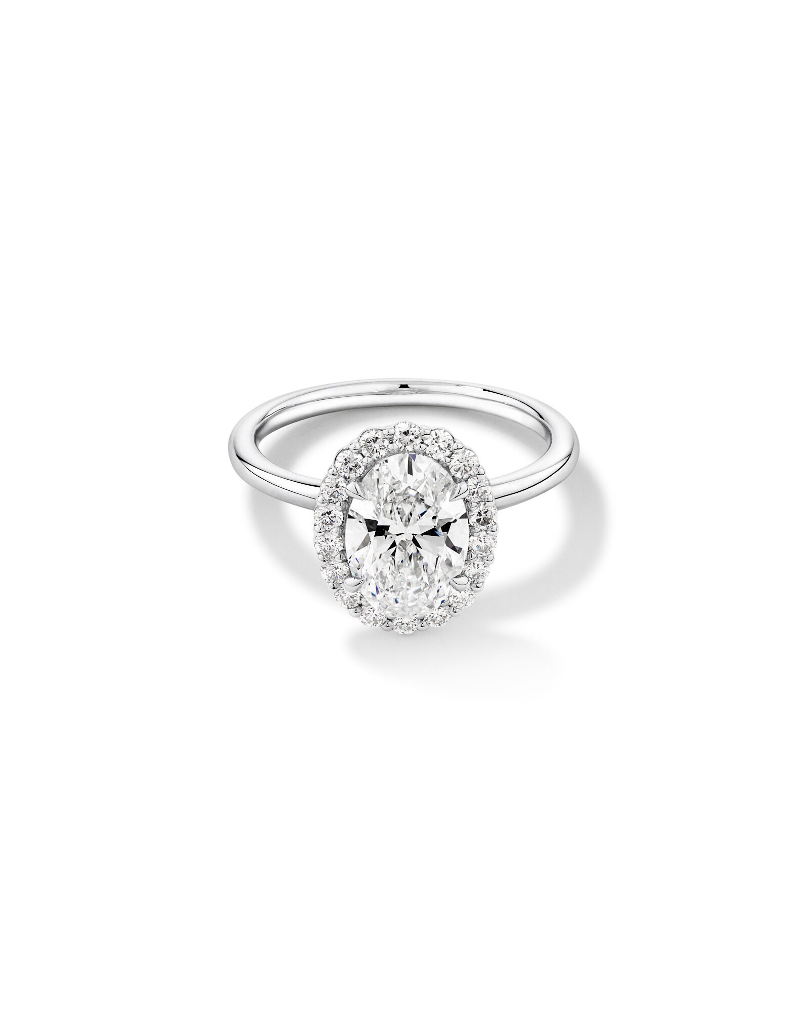 2.34 Carat TW Oval Cut Laboratory-Grown Diamond Halo Engagement Ring in 14kt White Gold