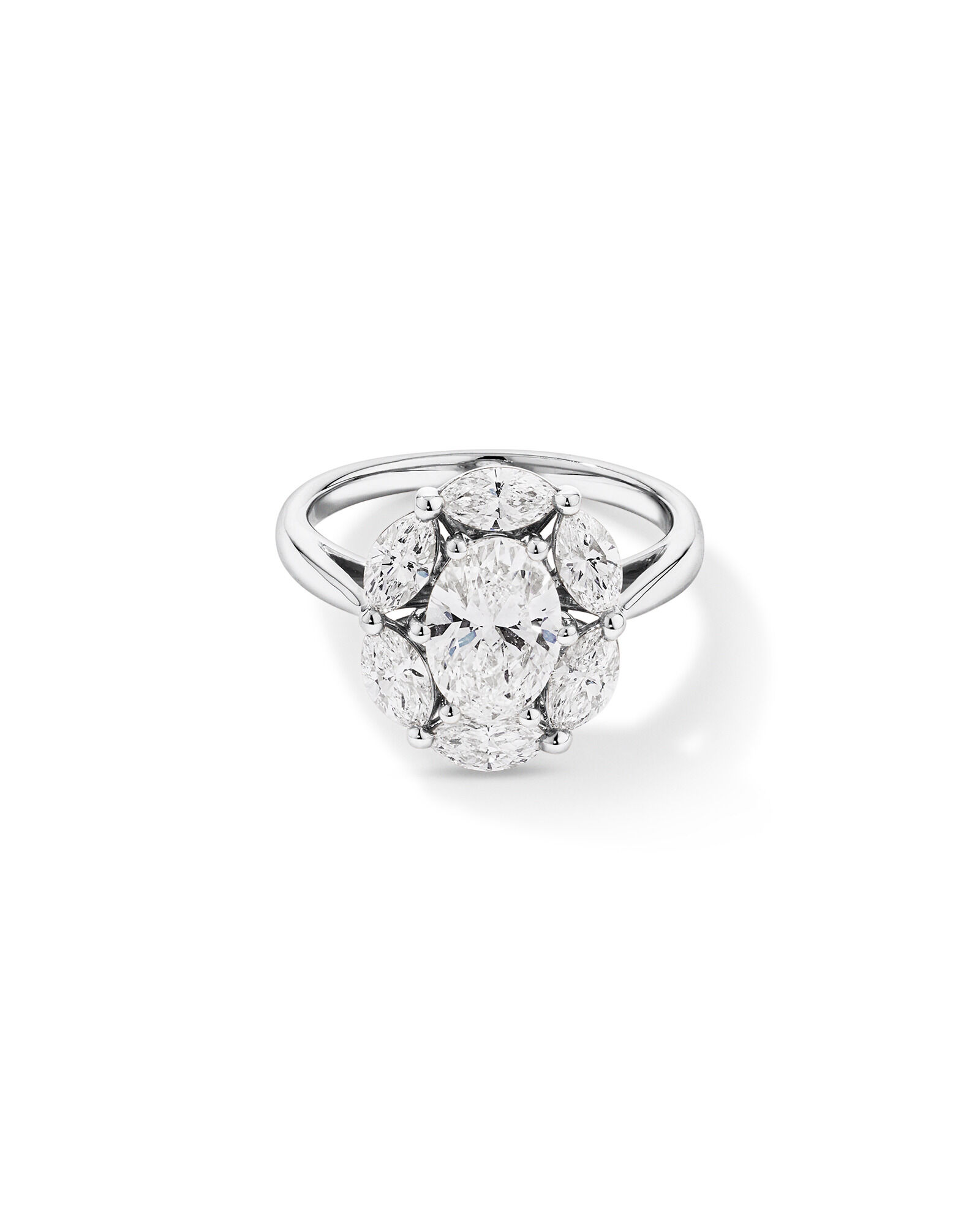2.68 Carat TW Oval and Marquise Laboratory-Grown Diamond Halo Ring in 14kt White Gold