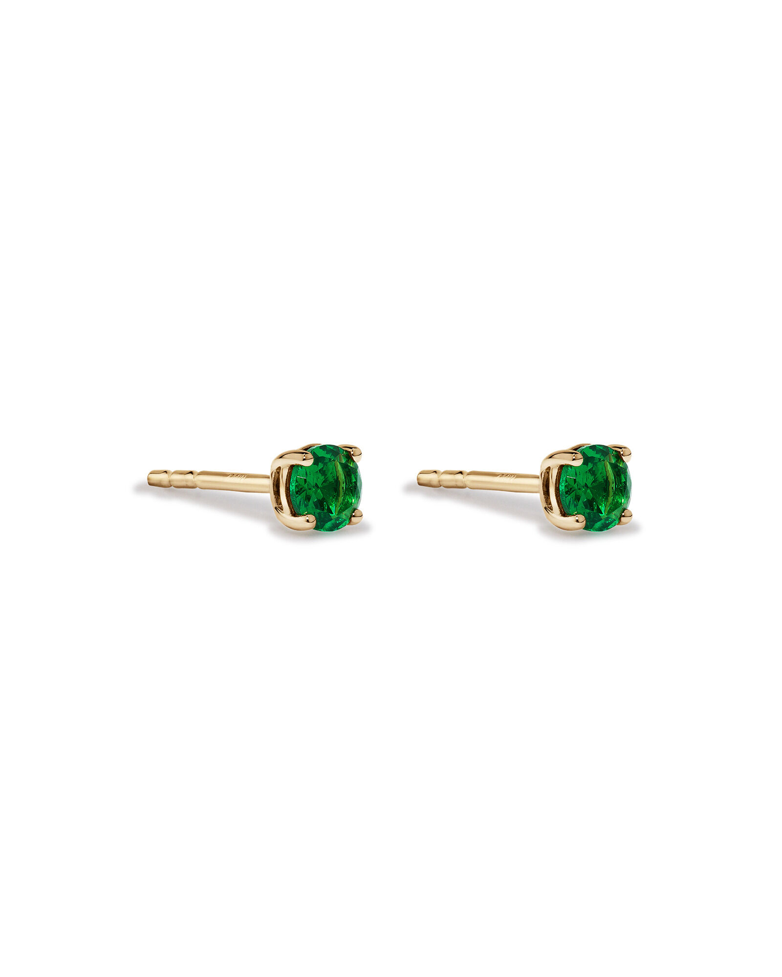 Stud Earrings with Green Created Emerald in 10kt Yellow Gold