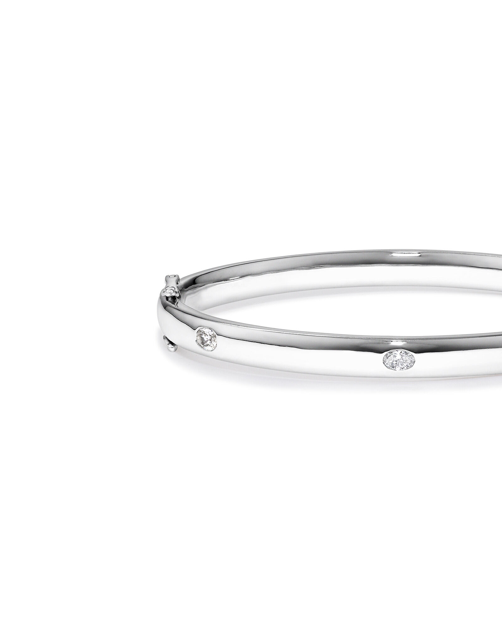 0.45 Carat TW Laboratory-Grown Oval Diamond Bangle in Sterling Silver