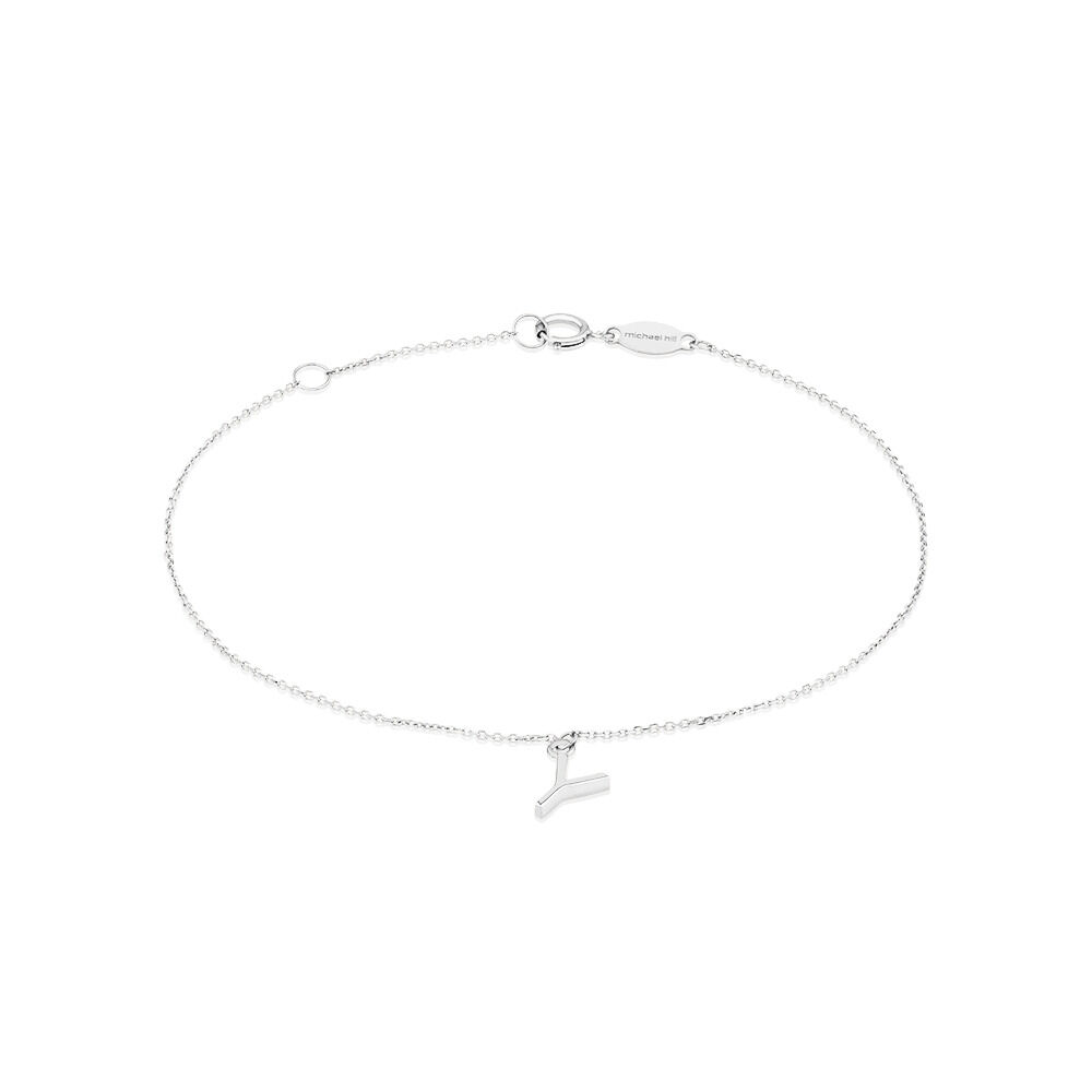 19cm (7.5") Y Initial Bracelet in Sterling Silver