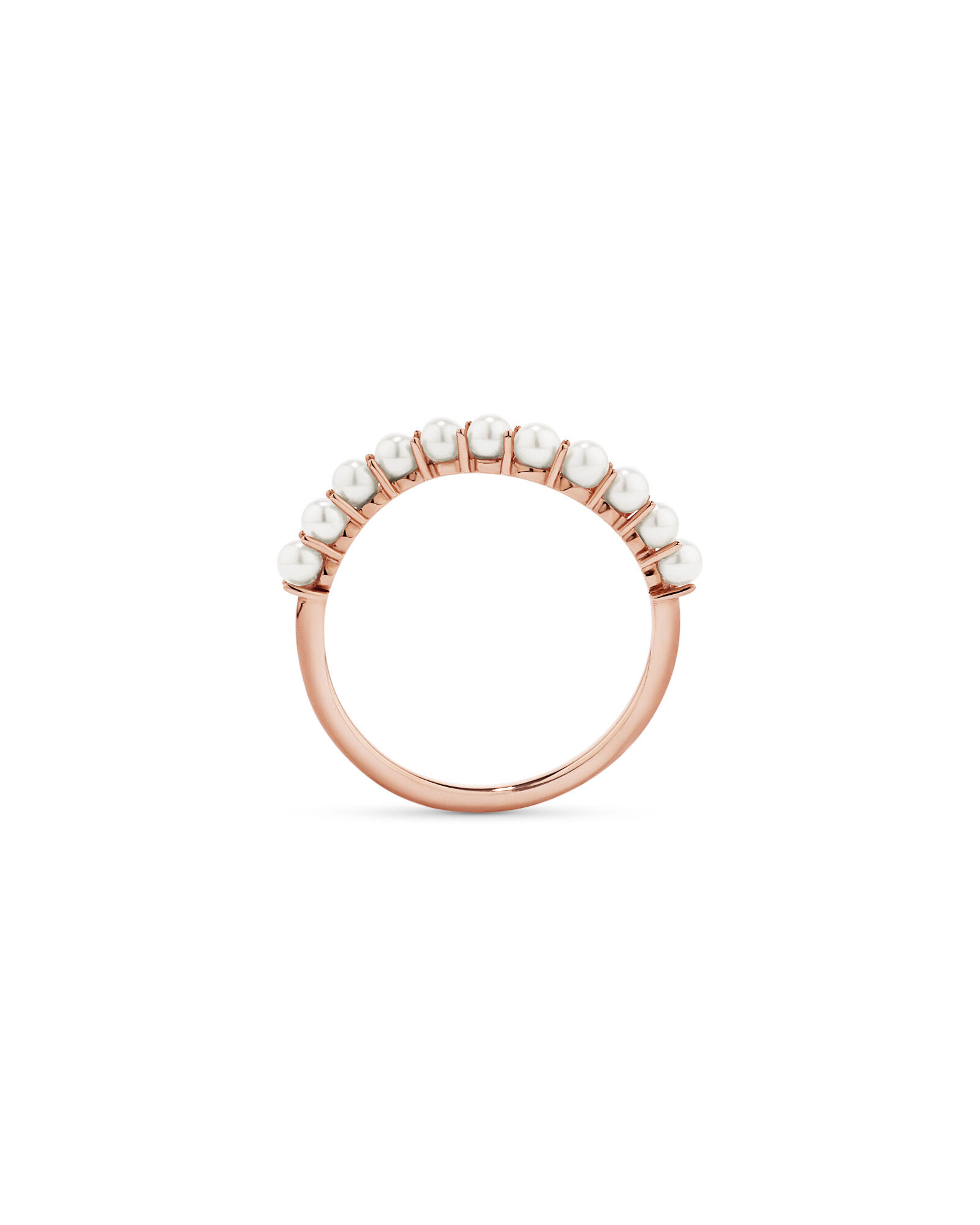 Cultured Freshwater Pearl Wave Band Ring in 10kt Rose Gold