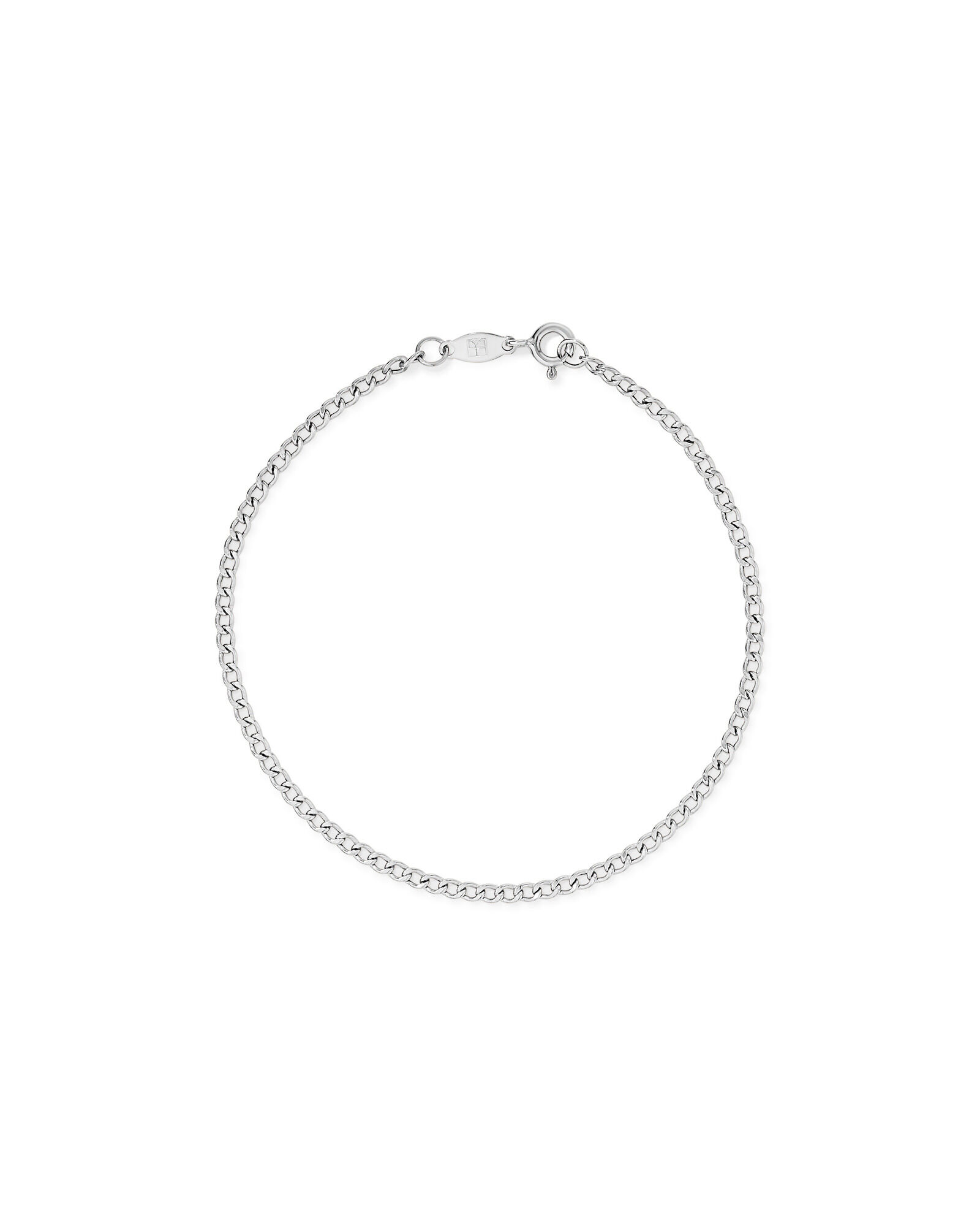 19cm (7.5") 2.4mm Width Semi Solid Diamond Cut Curb Bracelet in 10kt White Gold