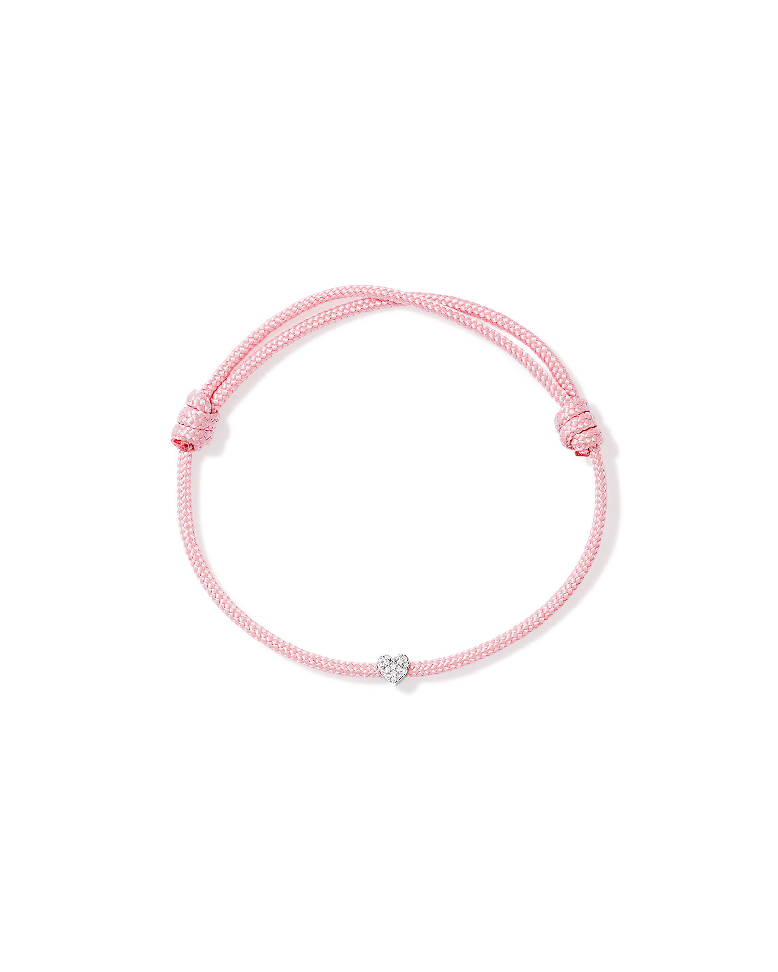 Bracelet en corde de c&oelig;ur en zircone cubique Pav&eacute; rose pastel