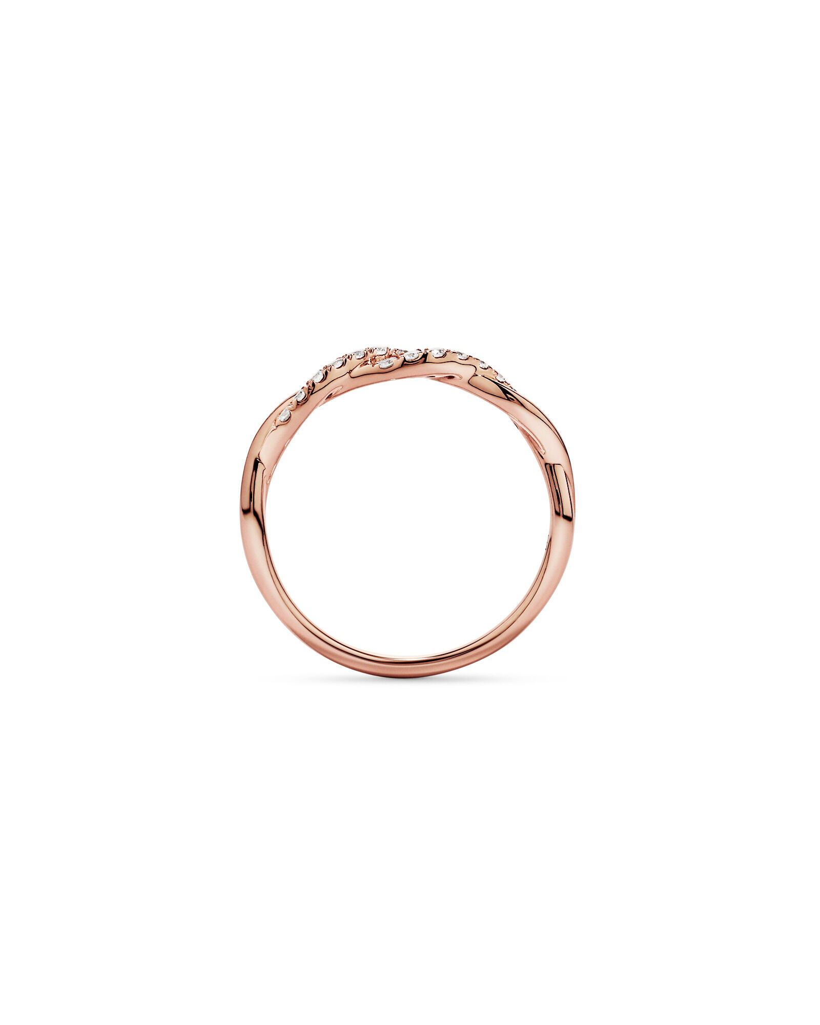 0.16TW Round Brilliant Laboratory-Grown Diamond Twist Wedding Ring in 14kt Rose Gold