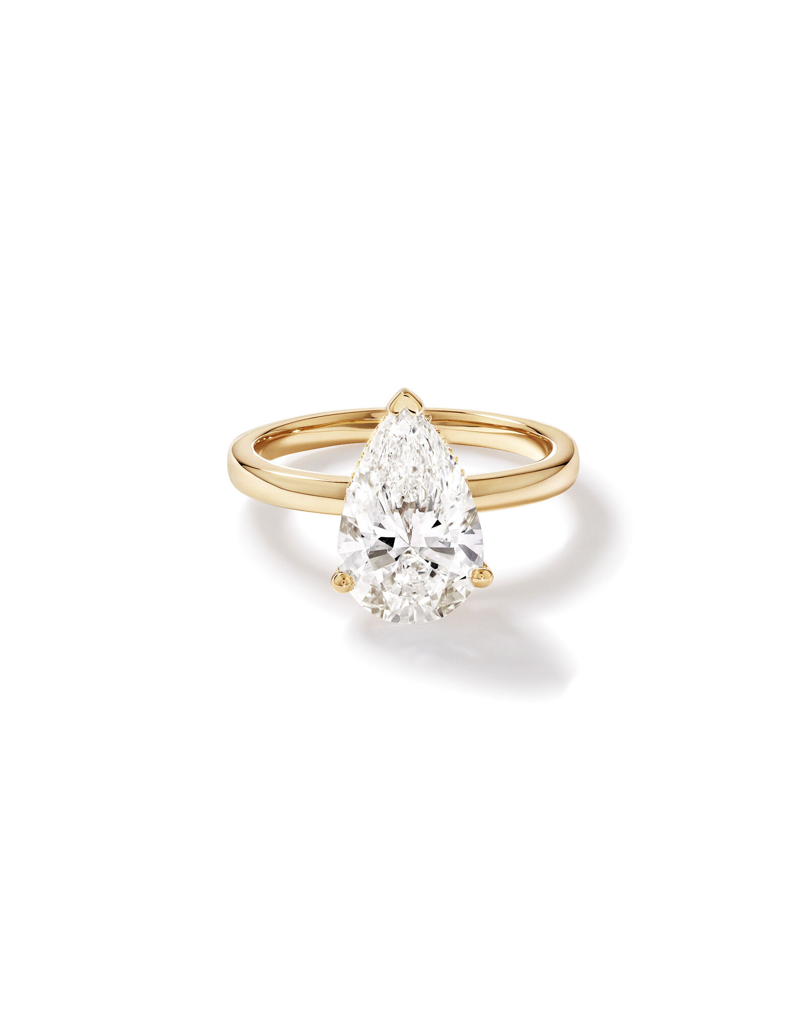 3.10 Carat TW Pear Cut Laboratory-Grown Diamond Solitaire Ring in 18kt Yellow Gold