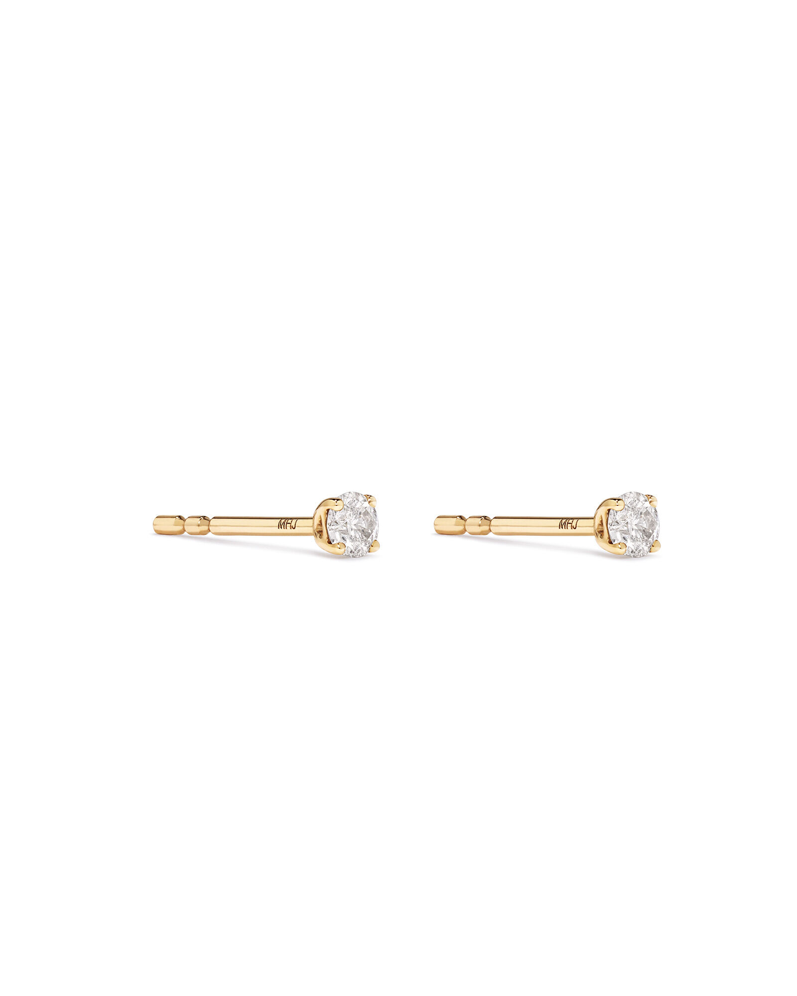 0.15 Carat TW Diamond Round Brilliant Mini Solitaire Stud Earrings in 10kt Yellow Gold