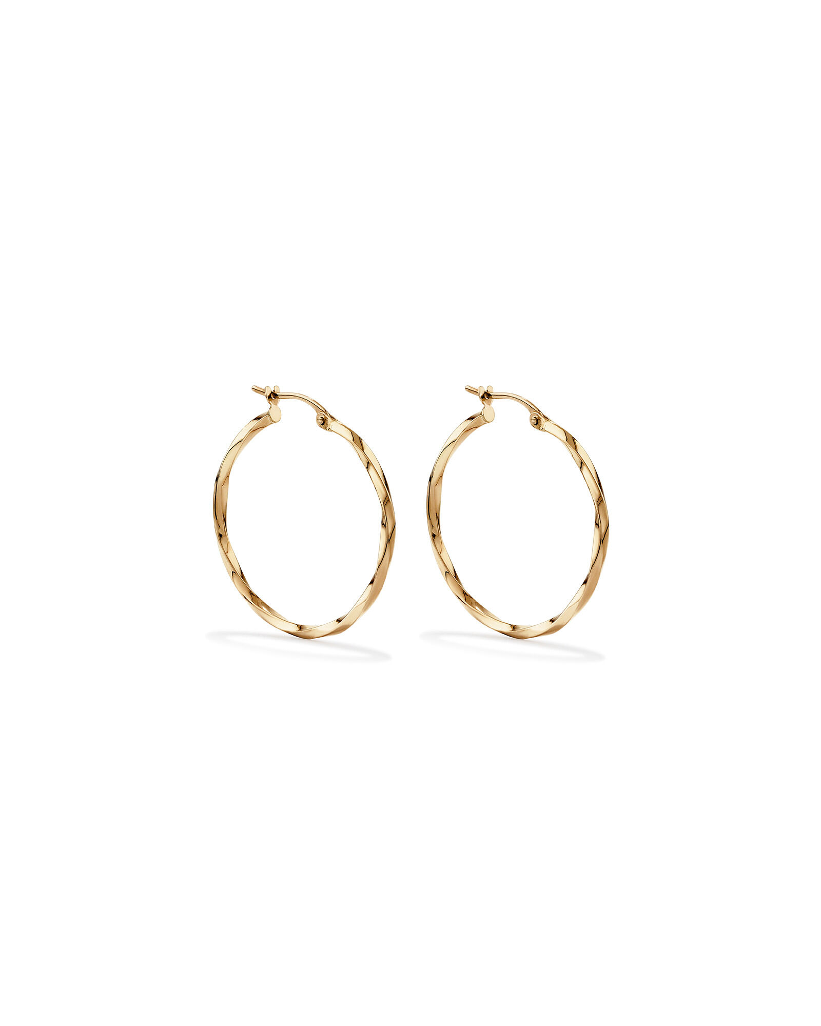 28mm Square Twist Hoop Earrings in 10kt Yellow Gold