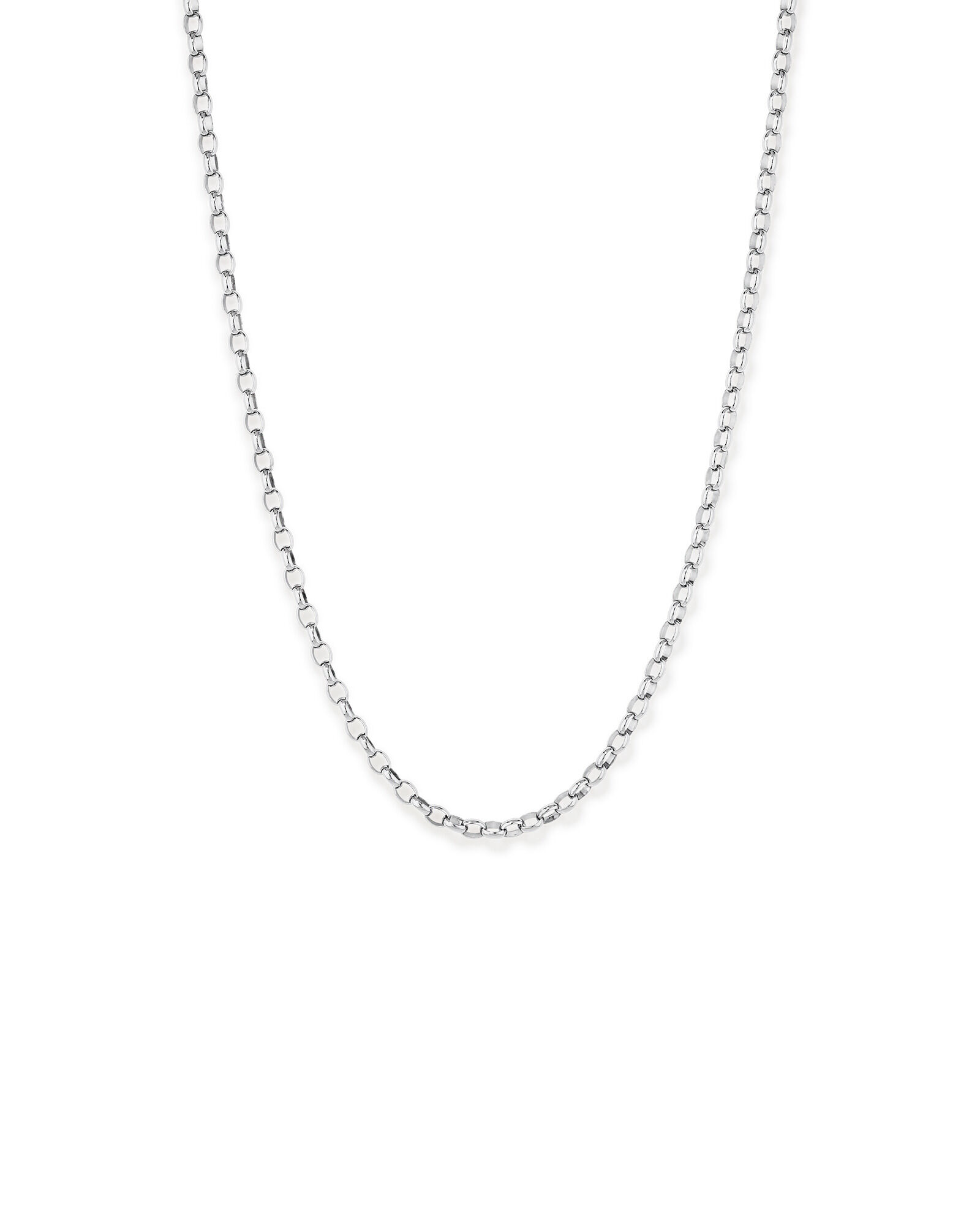 50cm (20") 4.6mm Width Oval Belcher Chain Necklace in Sterling Silver