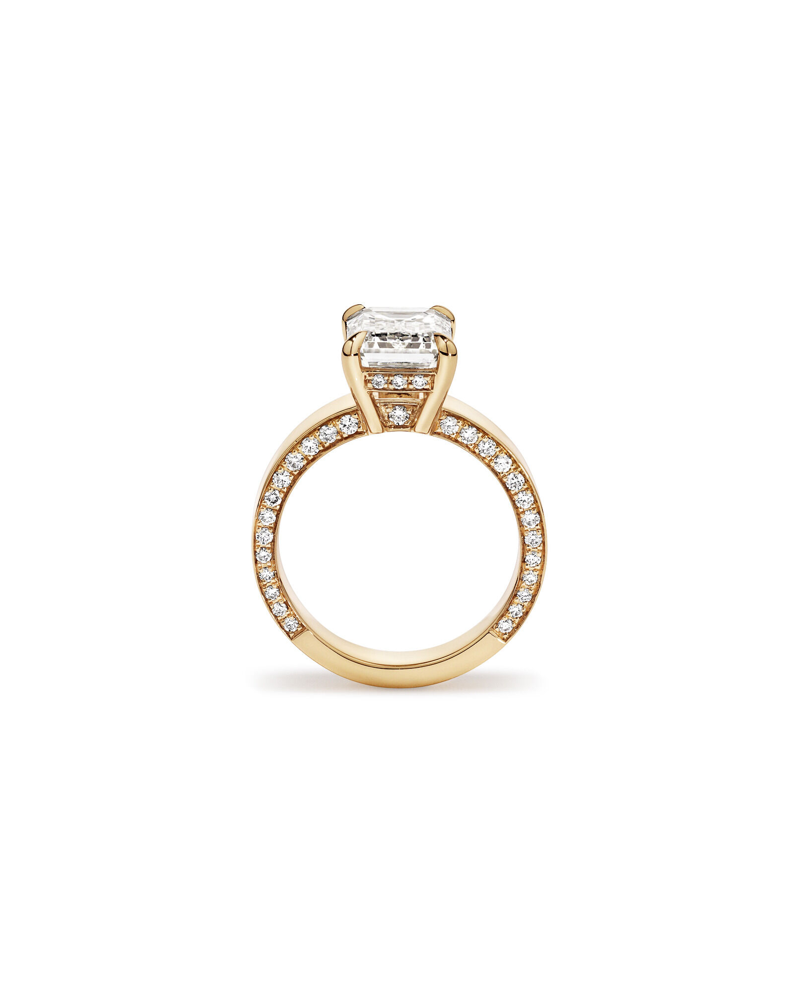 4.56 Carat TW Emerald Cut Laboratory-Grown Diamond Engagement Ring in 18kt Yellow Gold