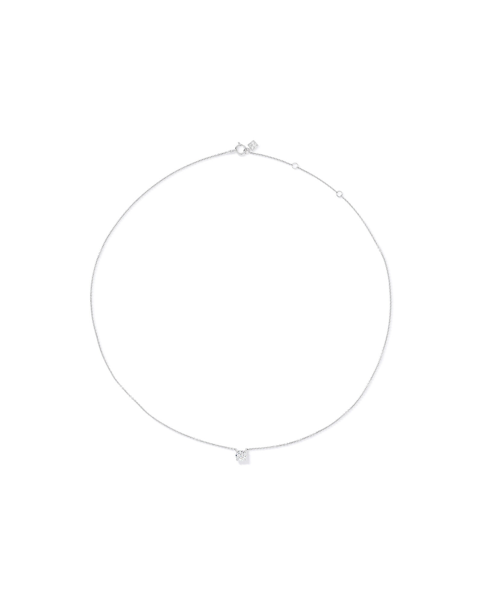 0.50TW Lab Diamond Round Brilliant Solitaire Necklace in Silver
