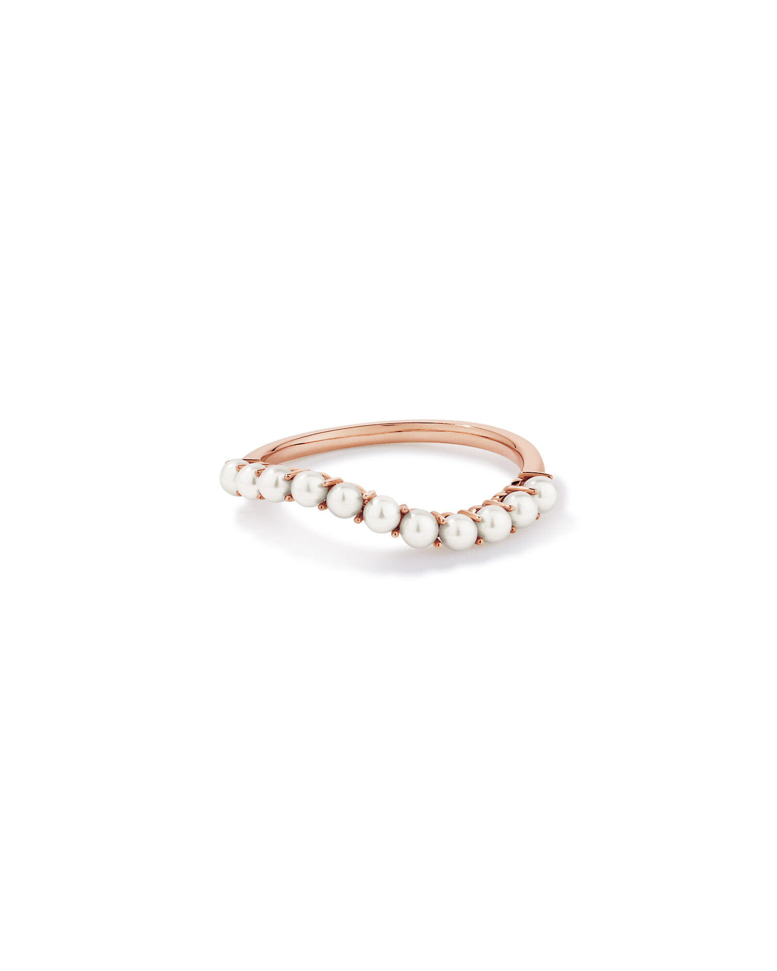 Cultured Freshwater Pearl Wave Band Ring in 10kt Rose Gold