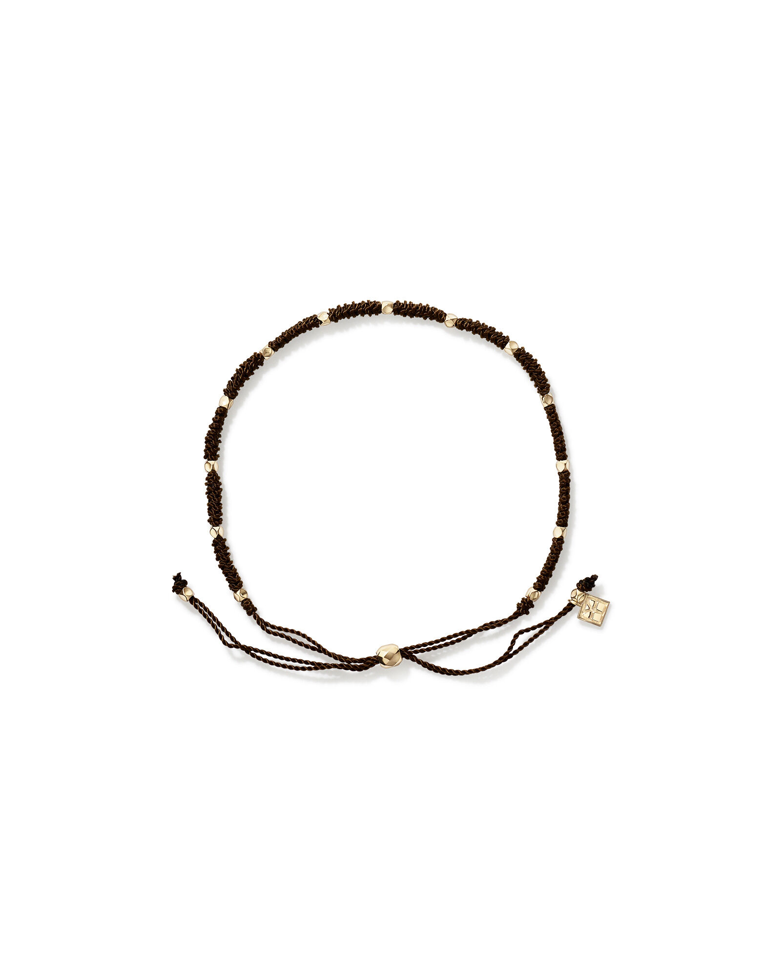 Brown Cord Bead Bracelet in 10kt Yellow Gold