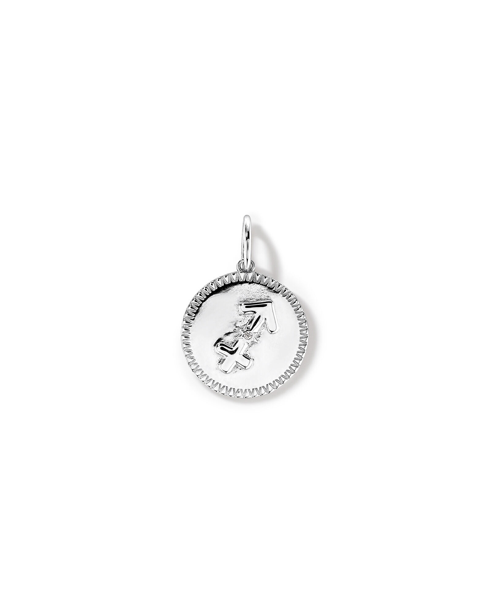Diamond Accent Sagittarius Zodiac Pendant in Sterling Silver
