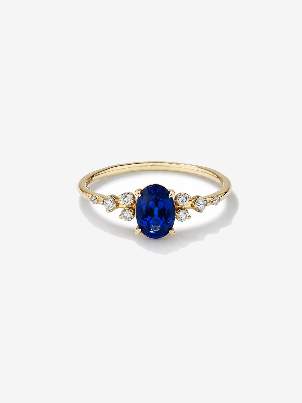 Bague Saphir avec diamants 0,12 ct PT en or jaune 10 ct