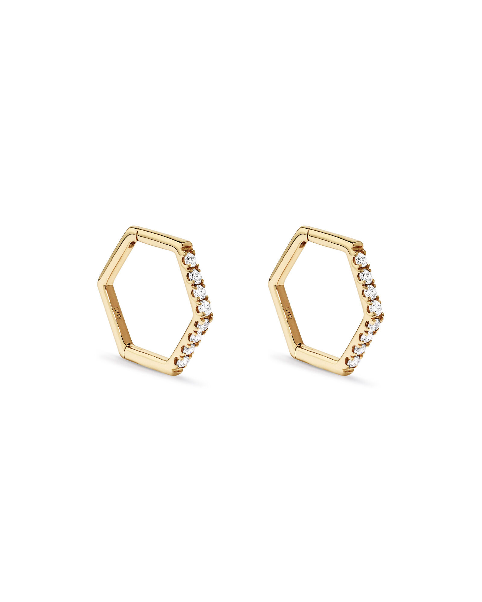 Boucles d&rsquo;oreilles &agrave; cerceaux en diamant en angle en or 10 carats