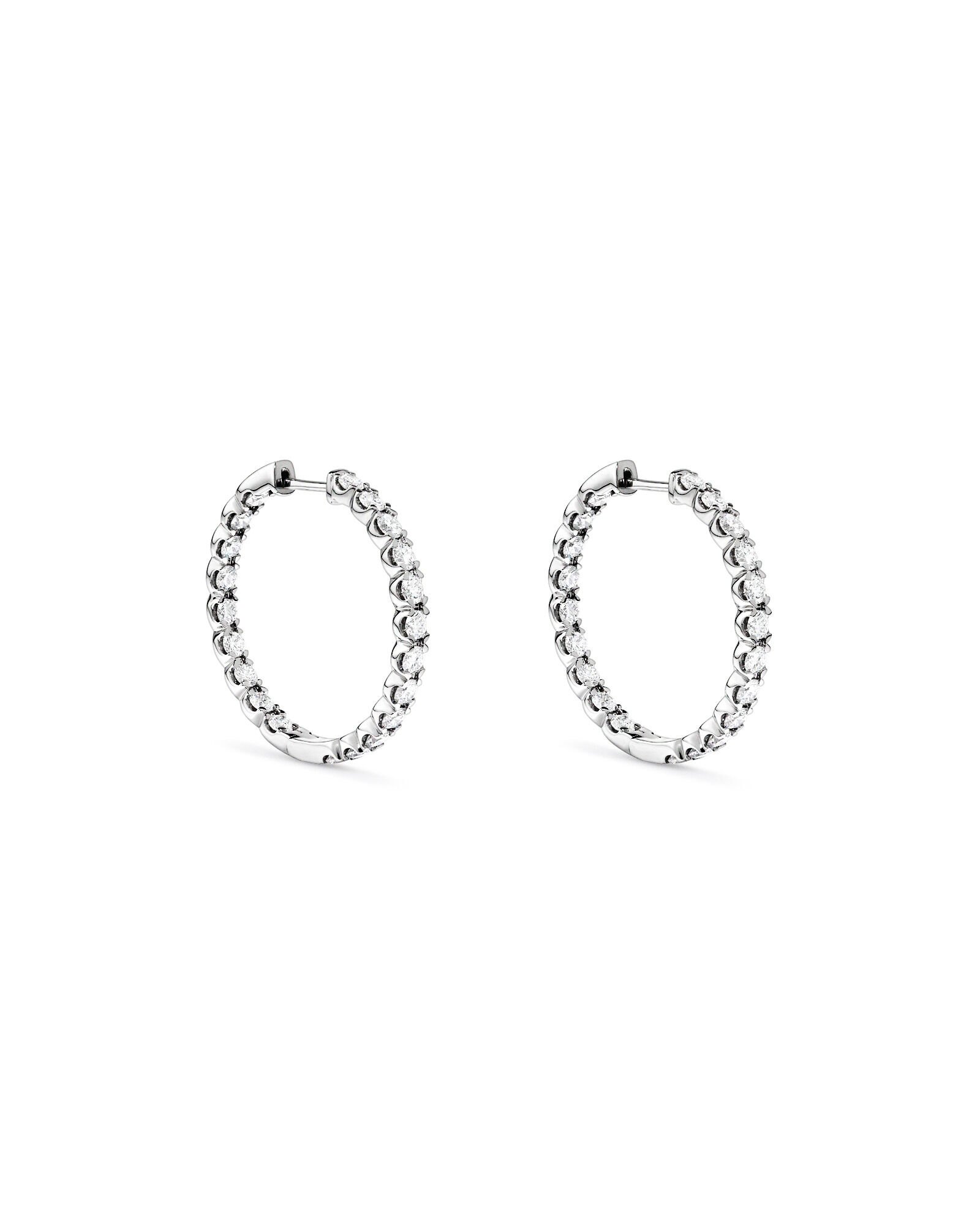 3.00TW Lab Diamond Inside Out Hoop Earrings in Silver - Large