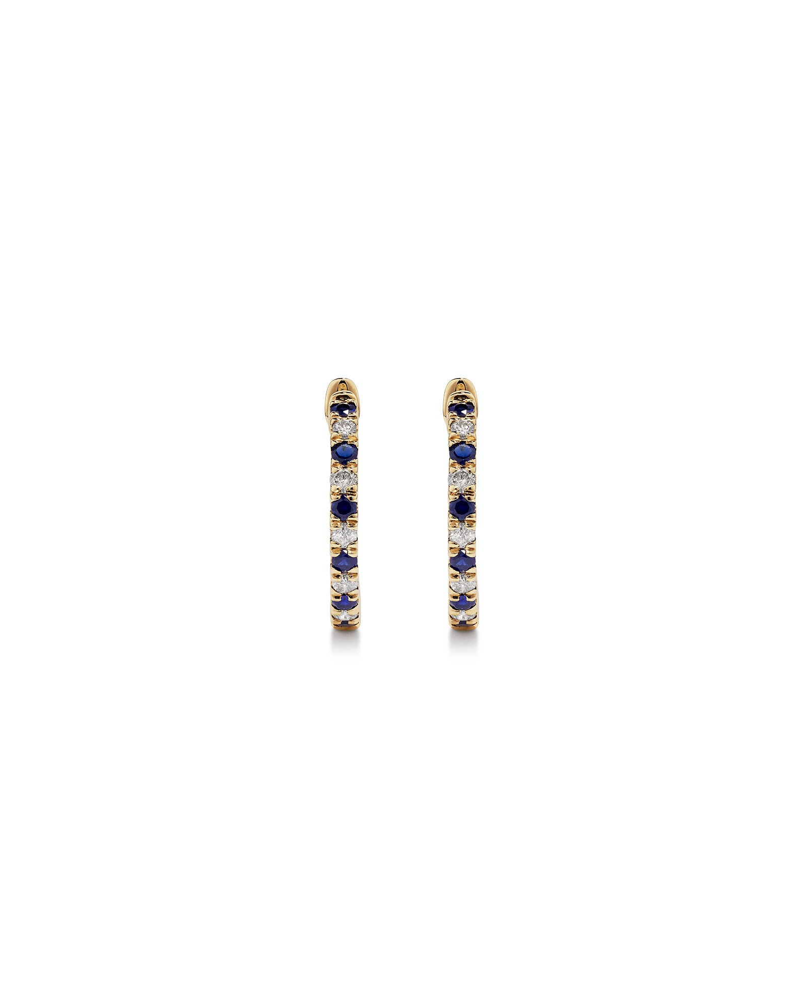 0.22 Carat TW Diamond and Created Sapphire Huggie Hoop Earrings in 10kt Yellow Gold