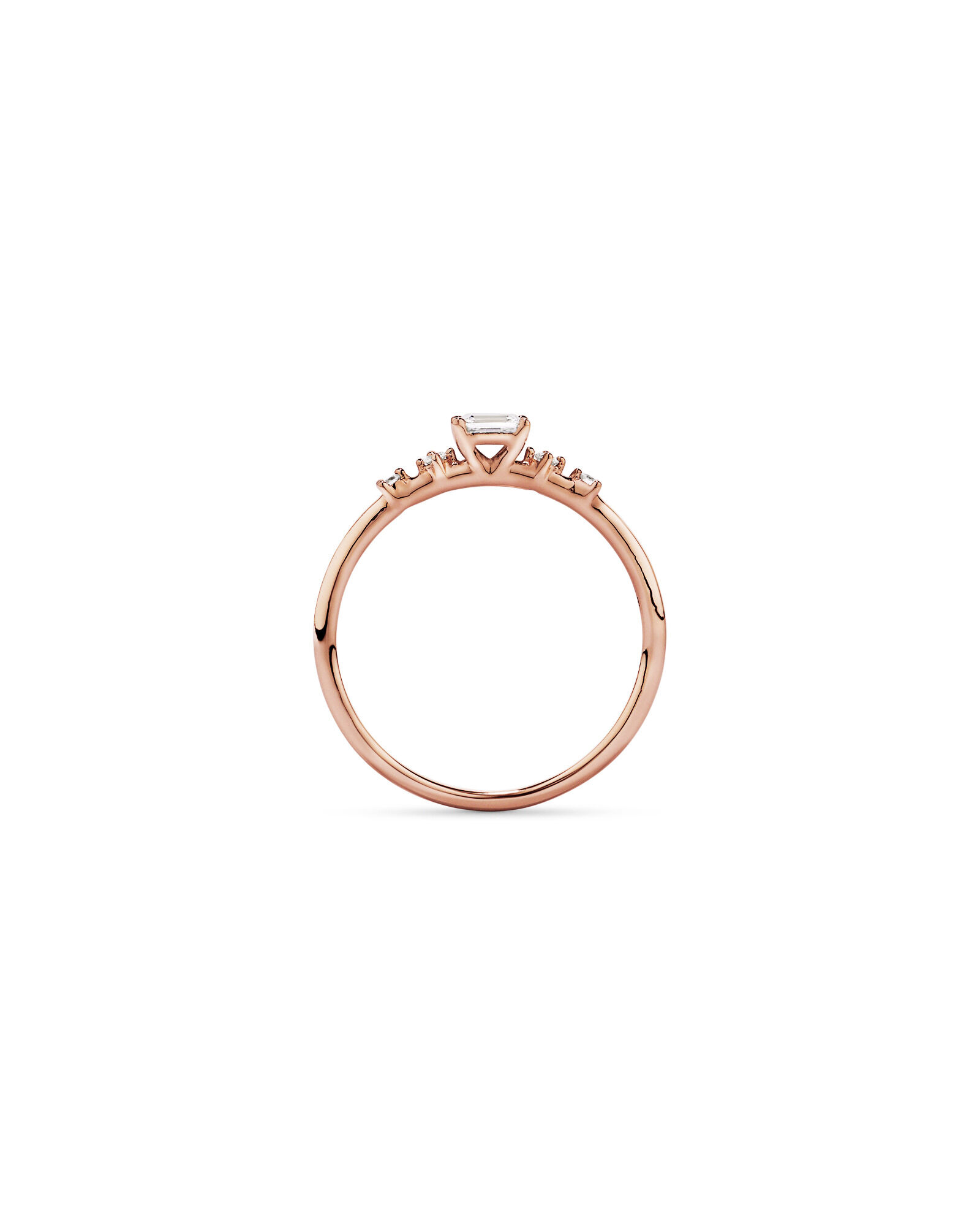 Bague de promesse en or rose 10 carats avec diamants de laboratoire (poids total de 0,20 carat) : taille &eacute;meraude et taille brillant rond