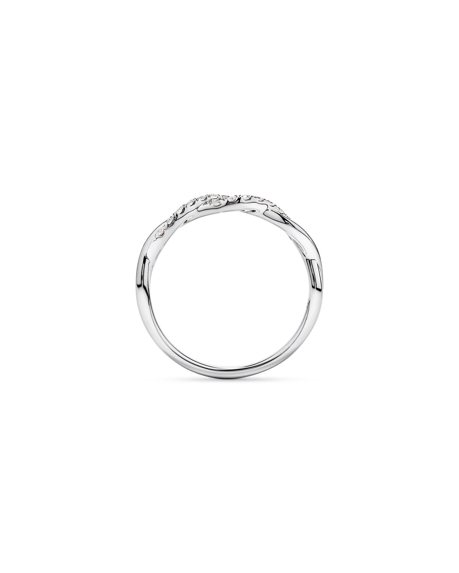0.16TW Round Brilliant Laboratory-Grown Diamond Twist Wedding Ring in 14kt White Gold