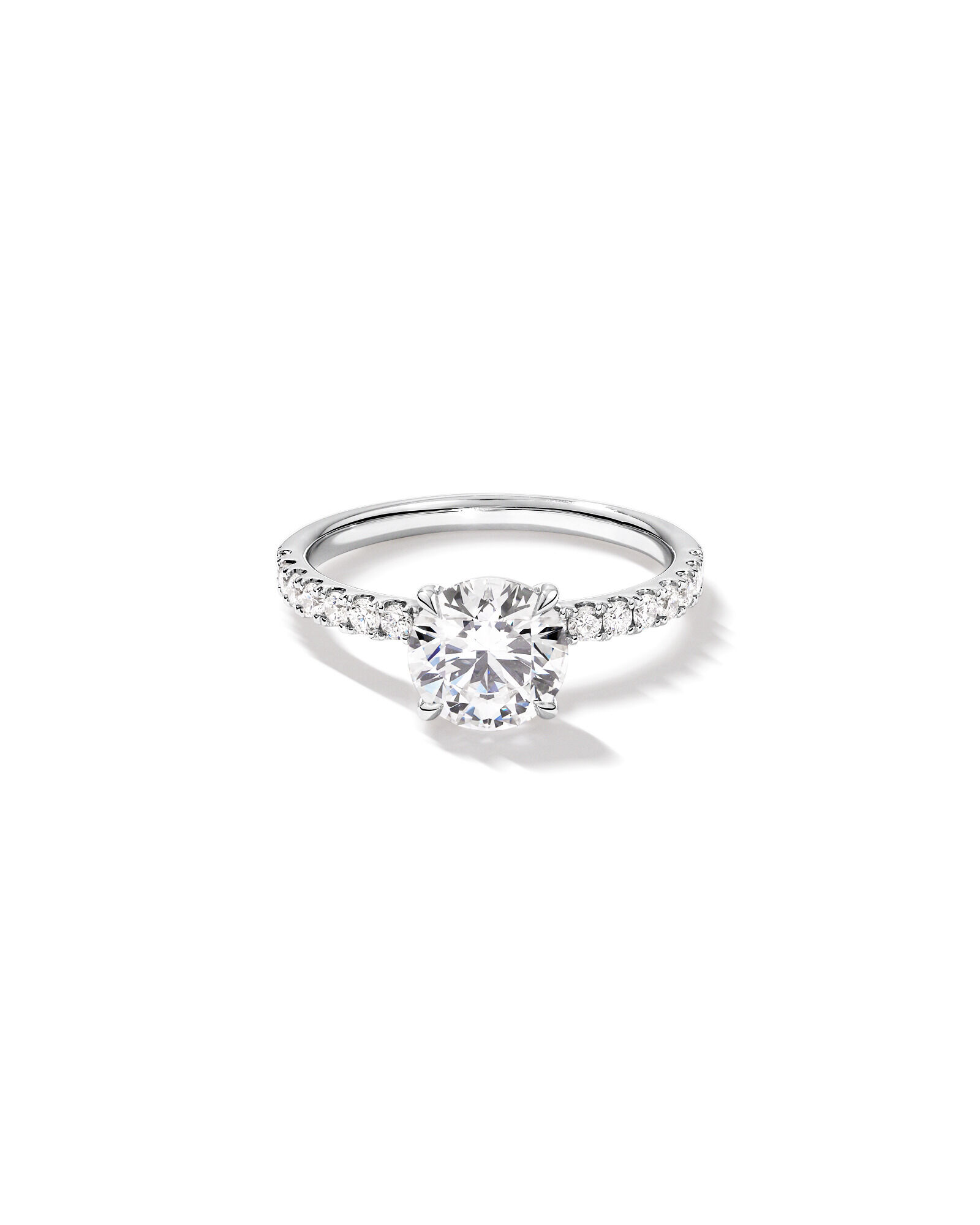 1.81 Carat TW Round Brilliant Lab-Grown Diamond Side Accent Engagement Ring in 14kt White Gold