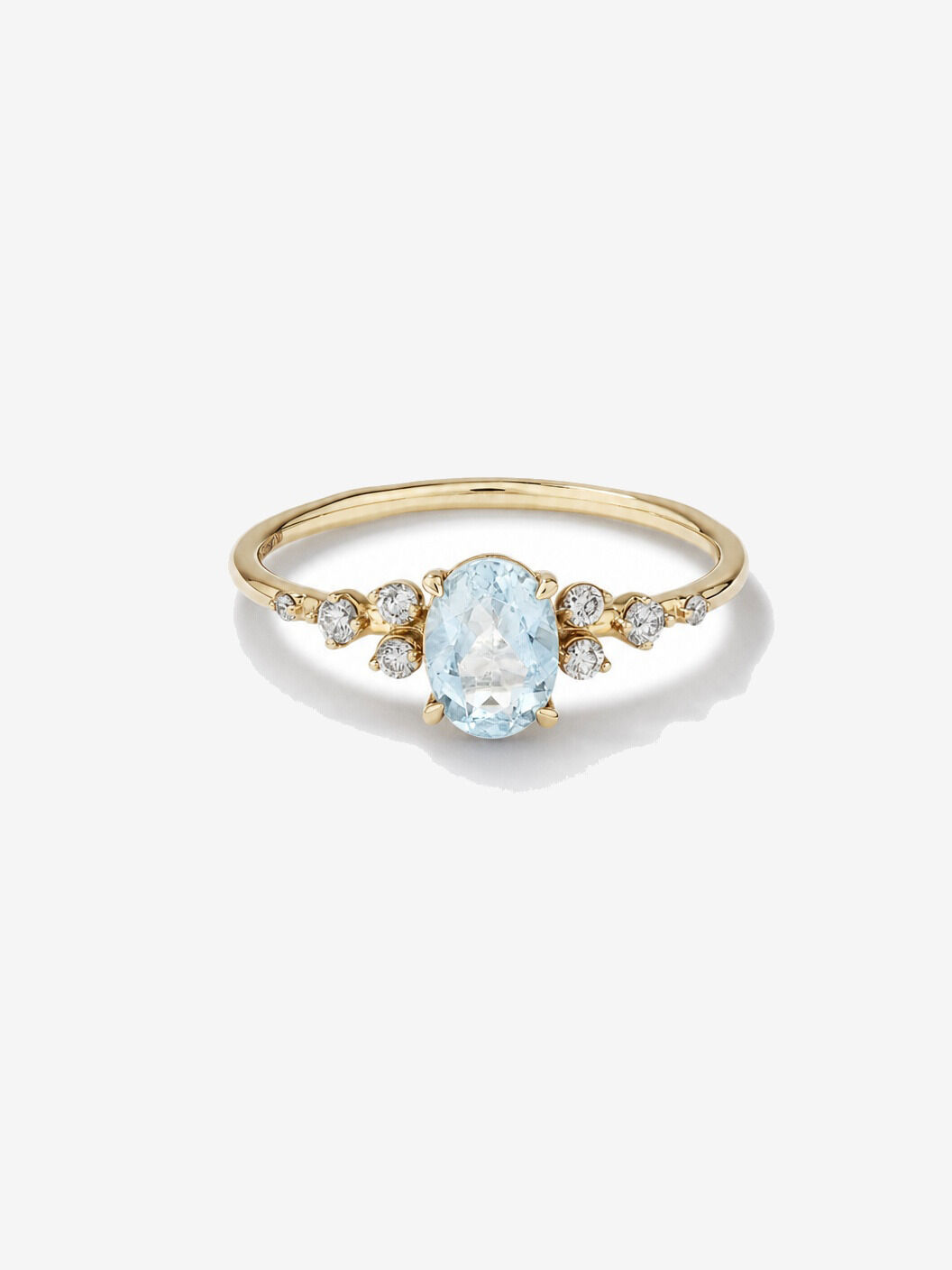 Bague Aigue-marine avec diamants 0,12 ct PT en or jaune 10 ct