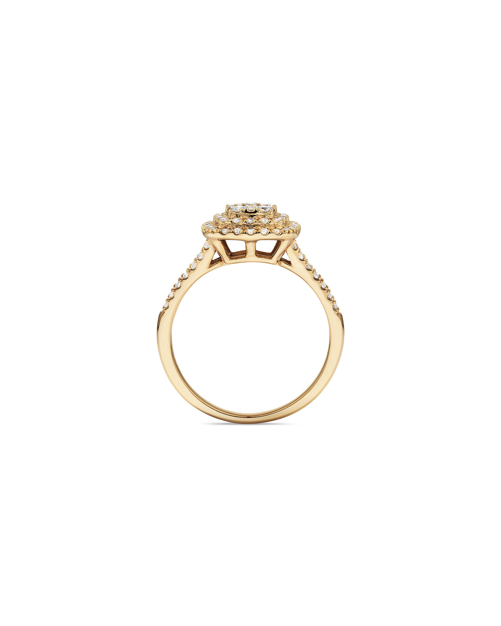 0.65 Carat TW Cushion Shaped Cluster Halo Diamond Ring in 10kt Yellow Gold