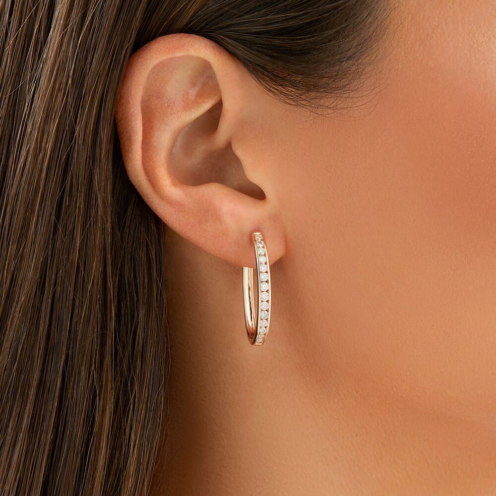 Huggie Earrings with 1.00 Carat TW of Diamonds in 10kt White Gold