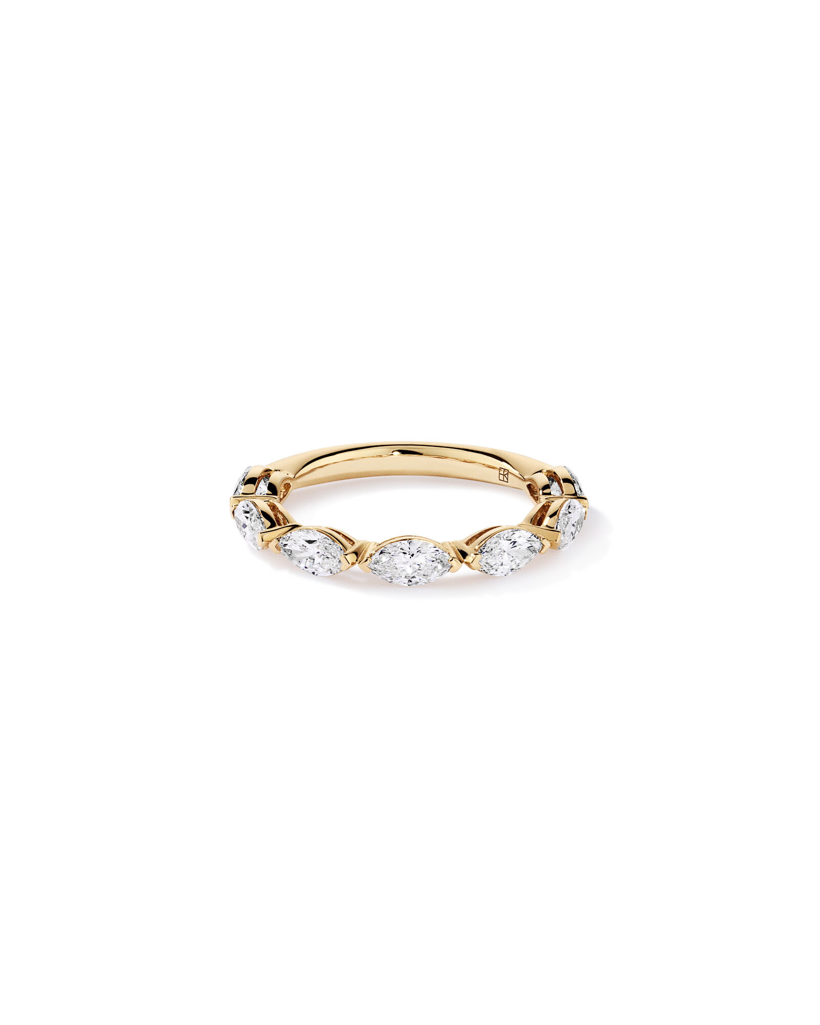 Bague de mariage en diamant 1,40 carat TW Est-Ouest Marquise cultiv&eacute;e en laboratoire en or jaune 14 carats