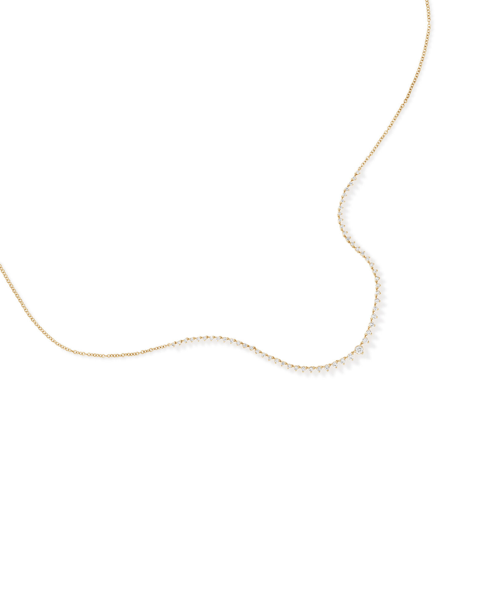 1.00 Carat TW Laboratory-Grown Graduated Diamond Tennis Necklace in 10kt Yellow Gold