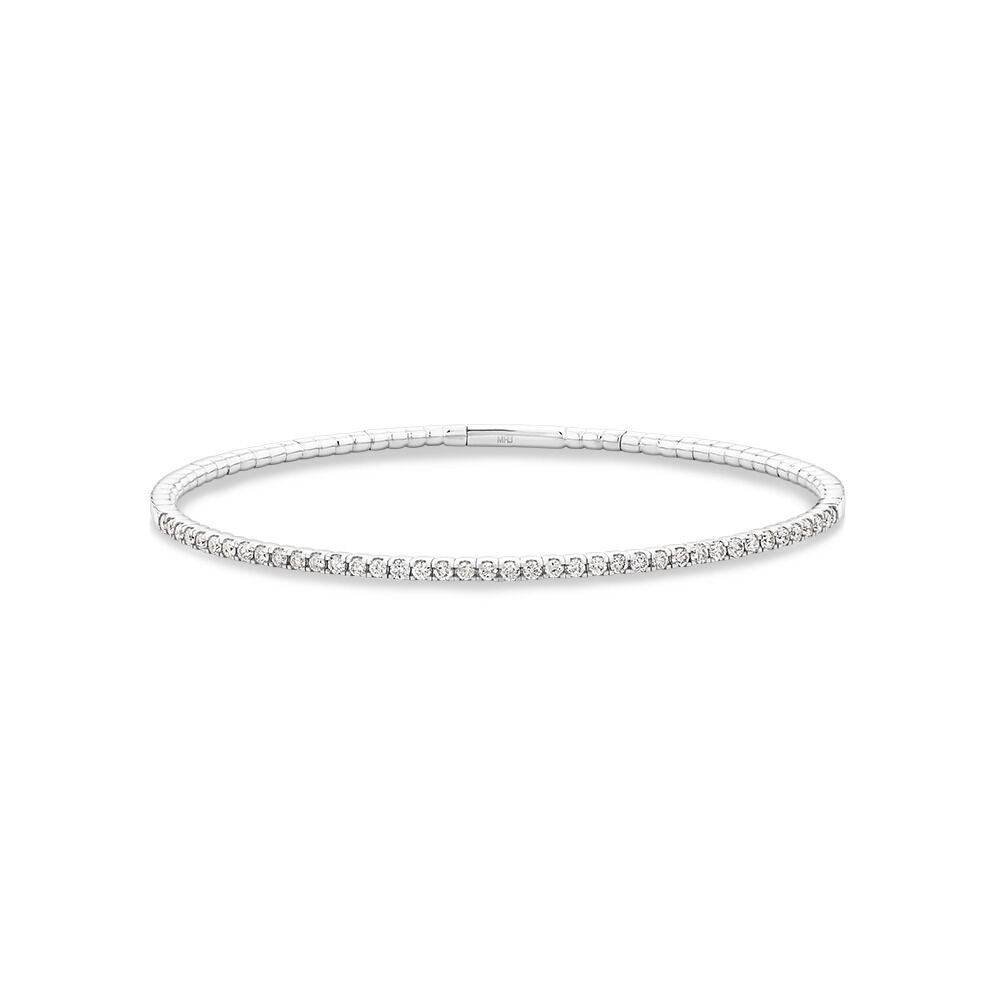 0.68 Carat TW Diamond Row Flex Bangle in 10kt White Gold