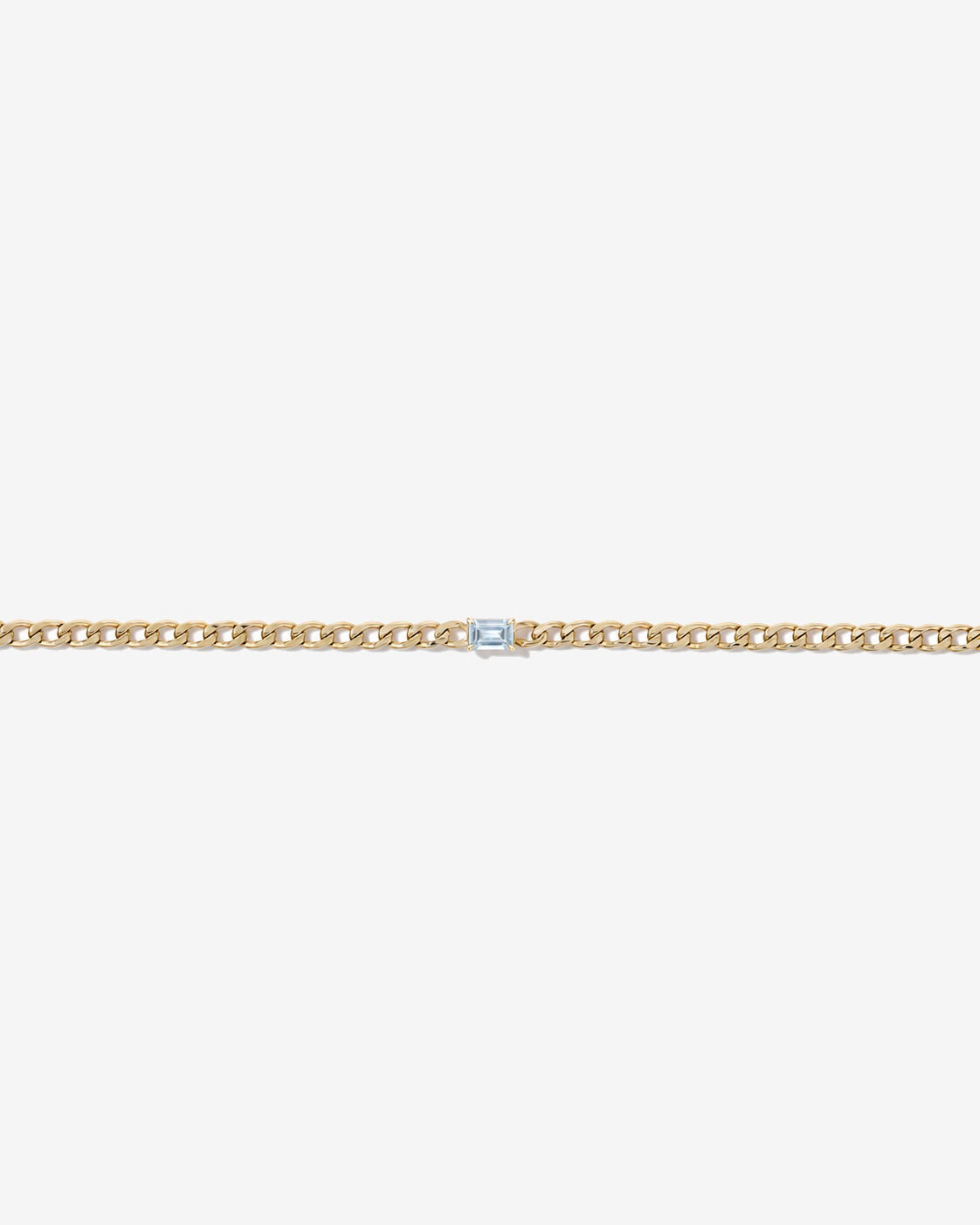 Bracelet gourmette Aigue-marine en or jaune 10 ct