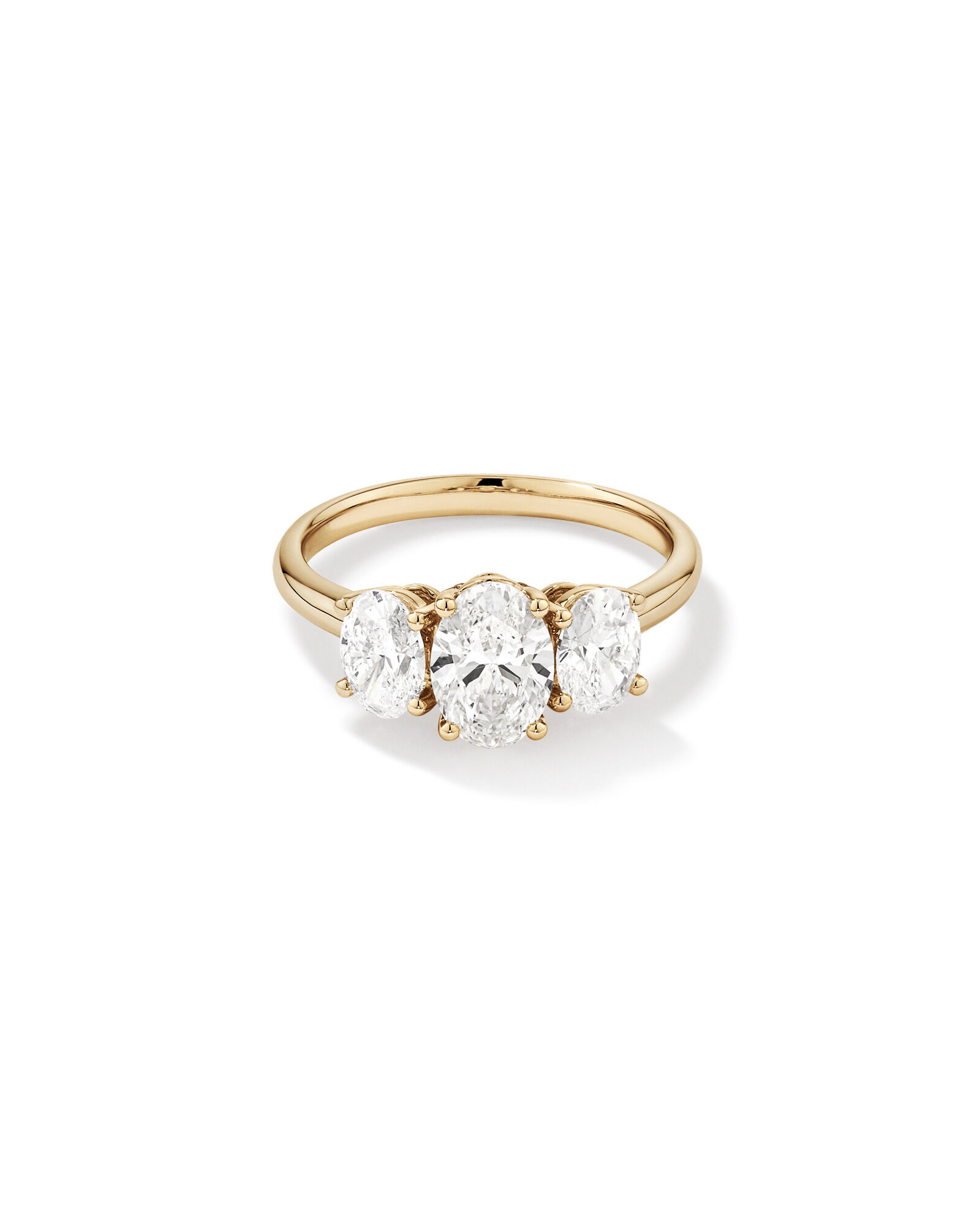 2 Carat Three Stone Oval Laboratory-Grown Diamond Engagement Ring In 14kt Yellow Gold