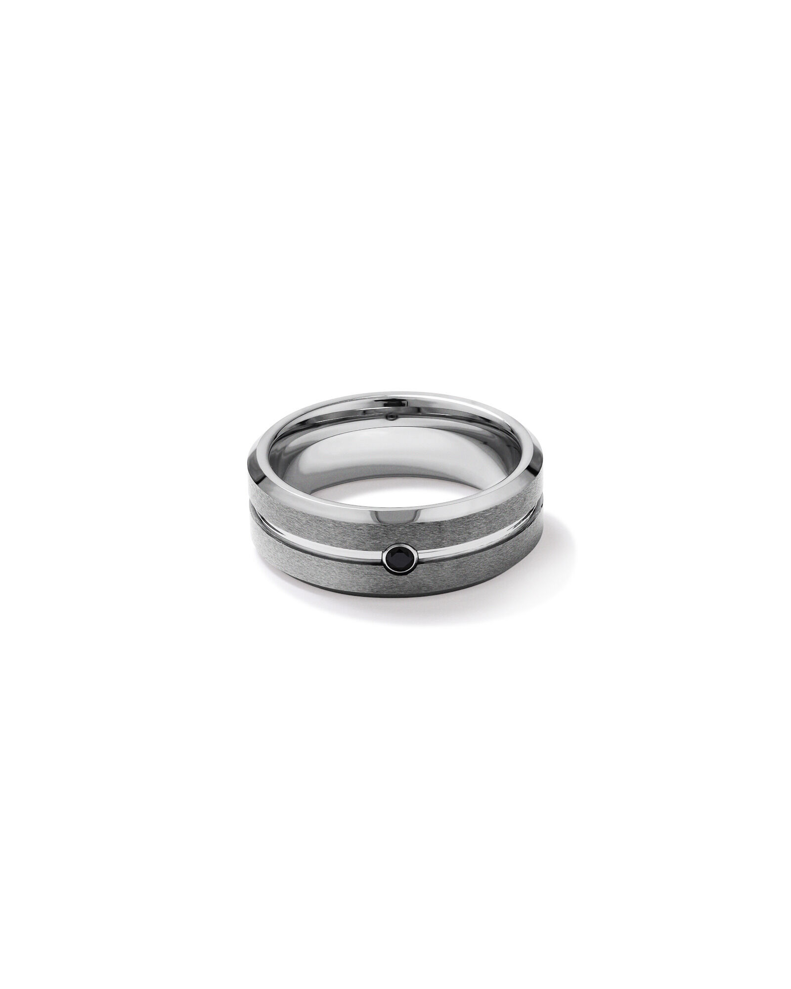 8mm Black Diamond Wedding Band in Tungsten