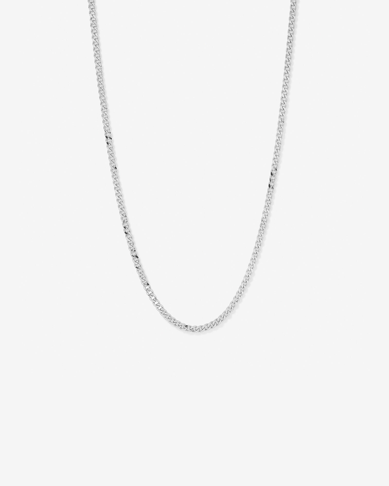 50cm (22") 5.5mm Width Semi Solid Diamond Cut Curb Chain in 10kt White Gold