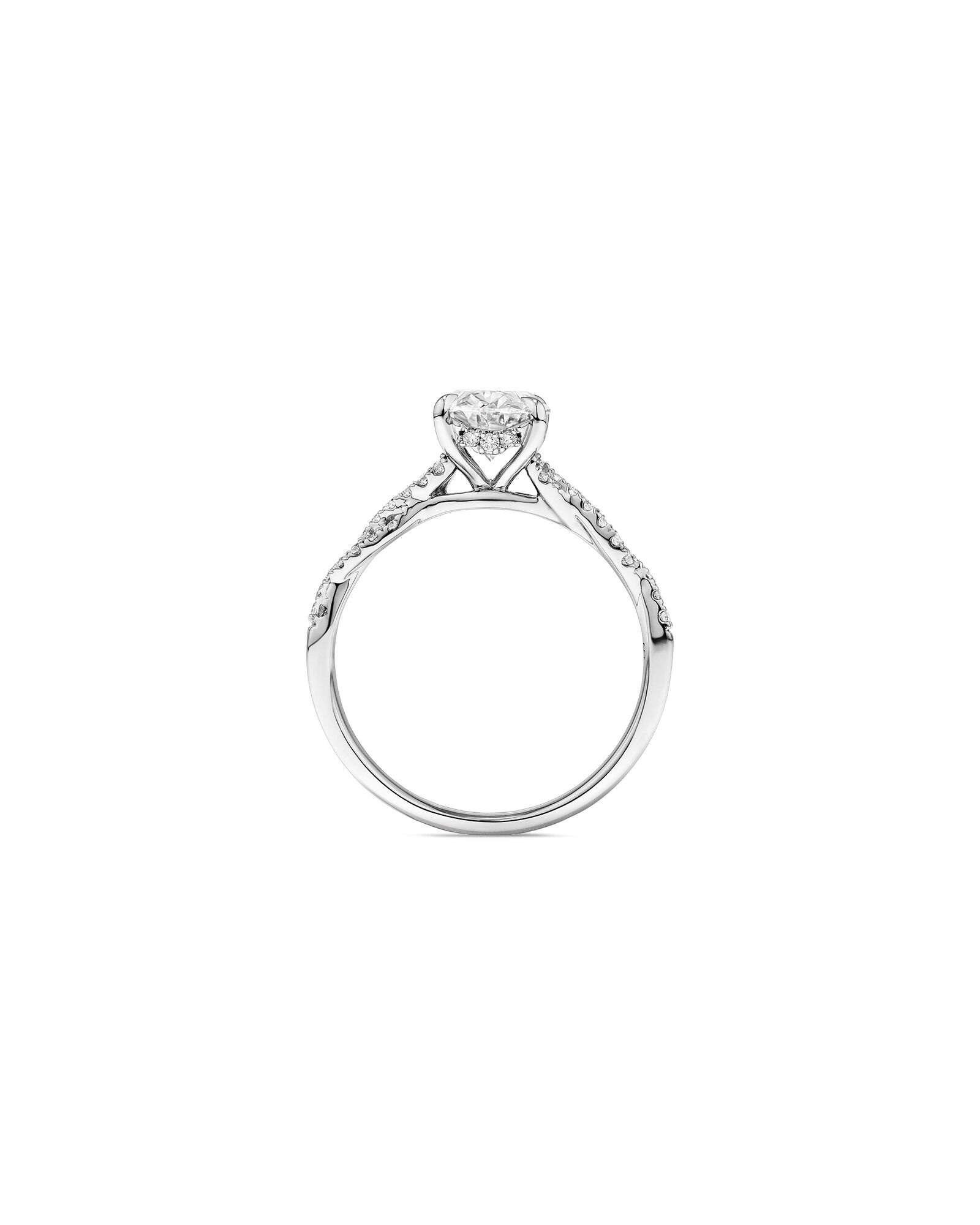 1.70 Carat TW Oval Cut Lab-Grown Diamond Twist Band Engagement Ring in 14kt White Gold