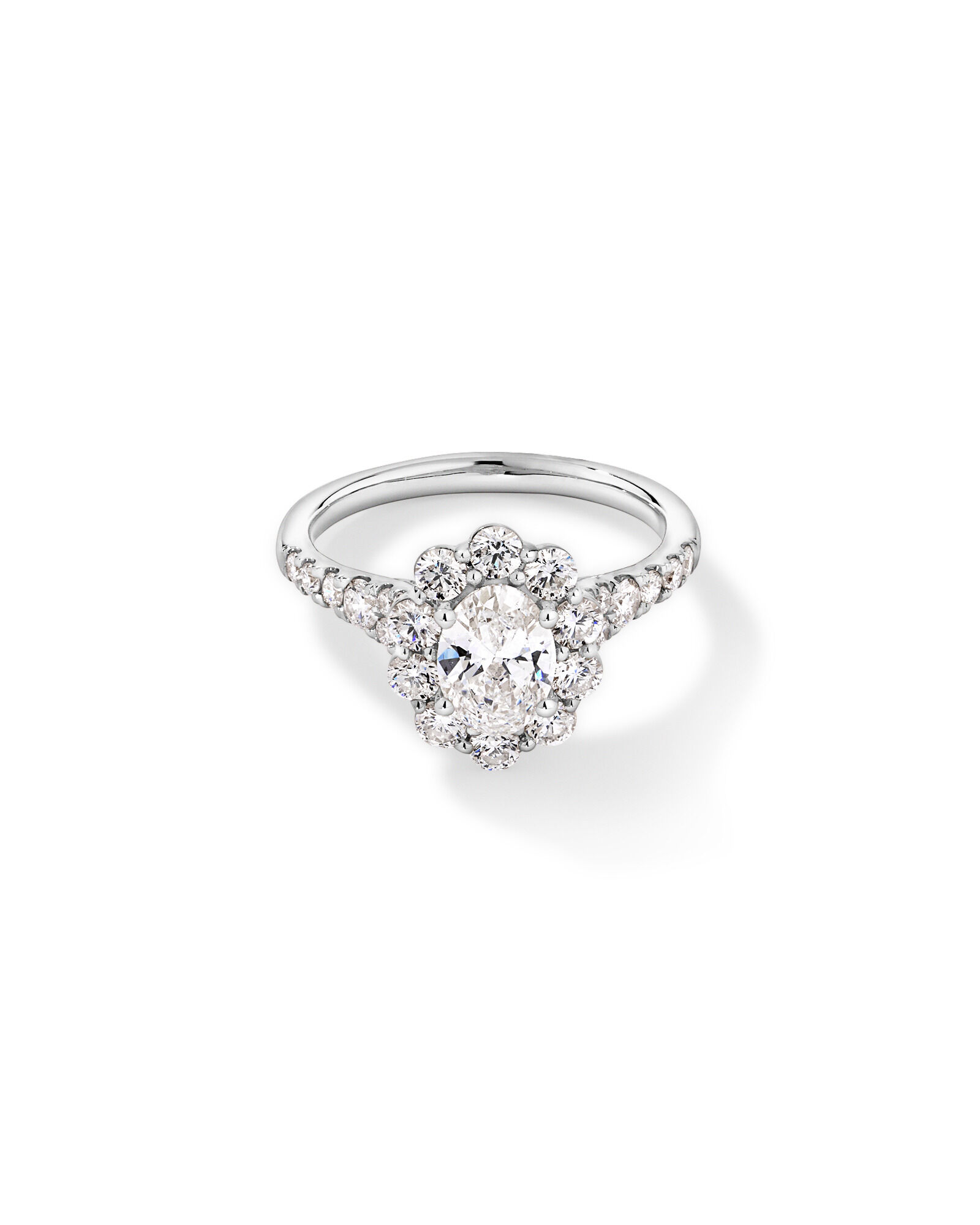2.15 Carat TW Oval Halo Laboratory-Grown Diamond Ring in 14kt White Gold