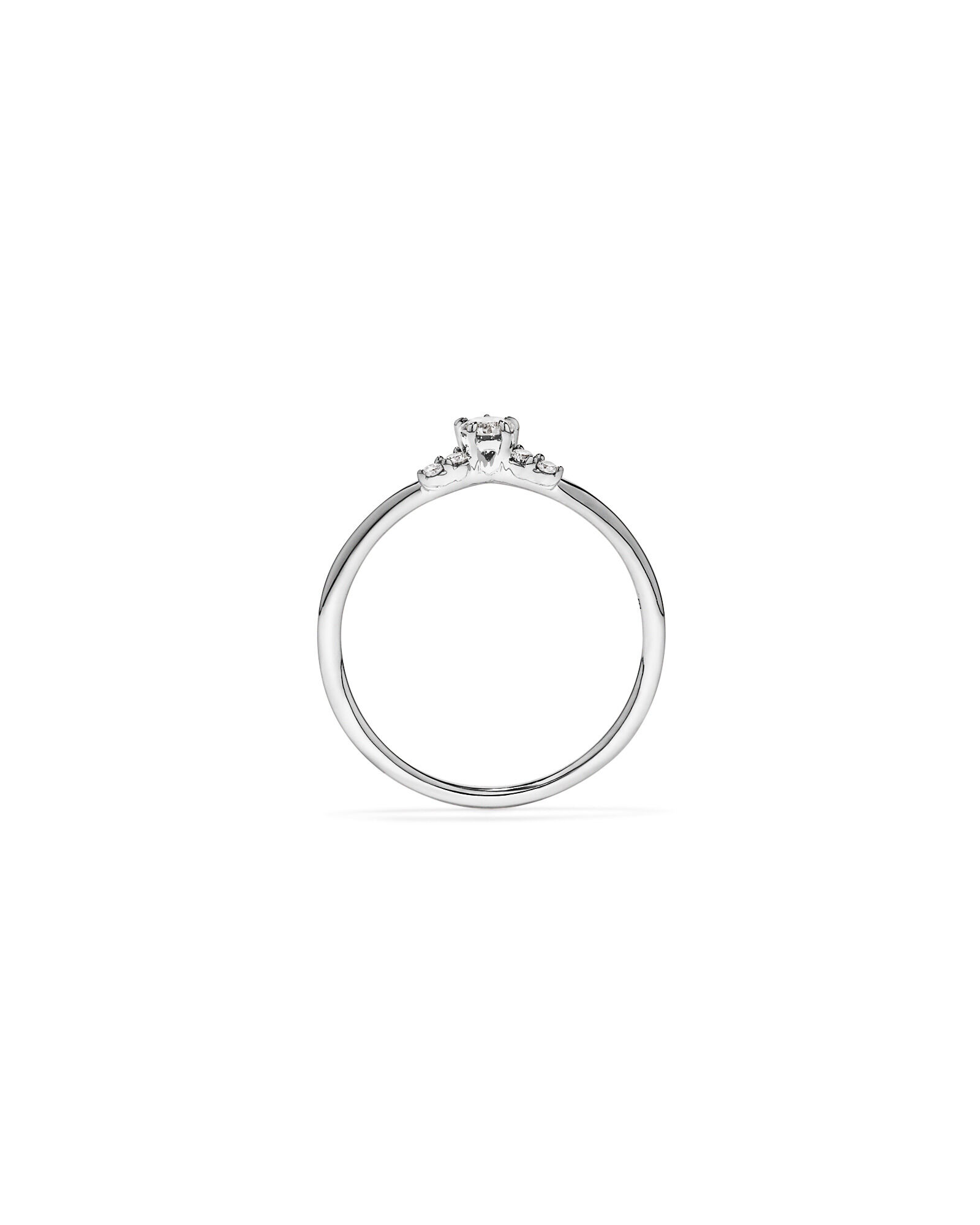 Bague de promesse Chevron en or blanc 10 carats avec diamant rond brillant de laboratoire (poids total de 0,15 carat)