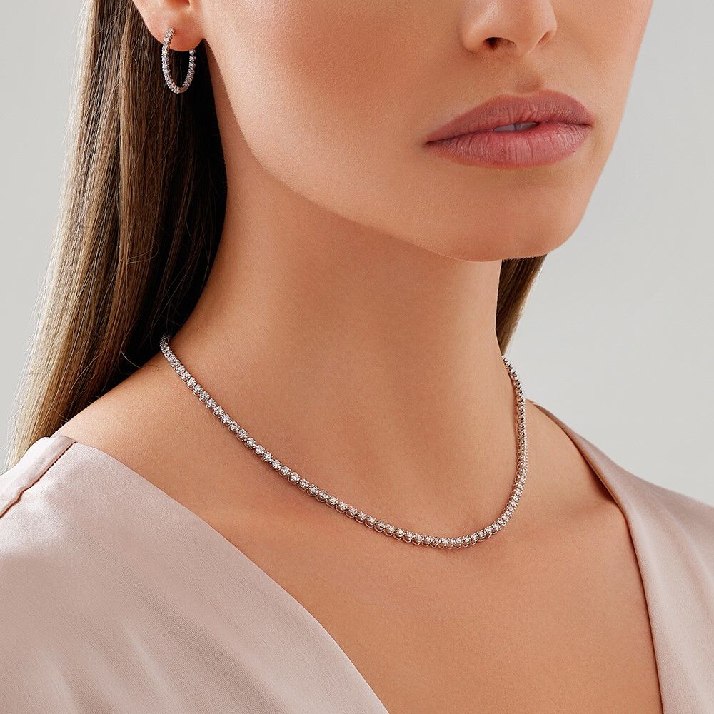 4.00 Carat TW Laboratory-Grown Diamond Tennis Necklace set in 10kt White Gold