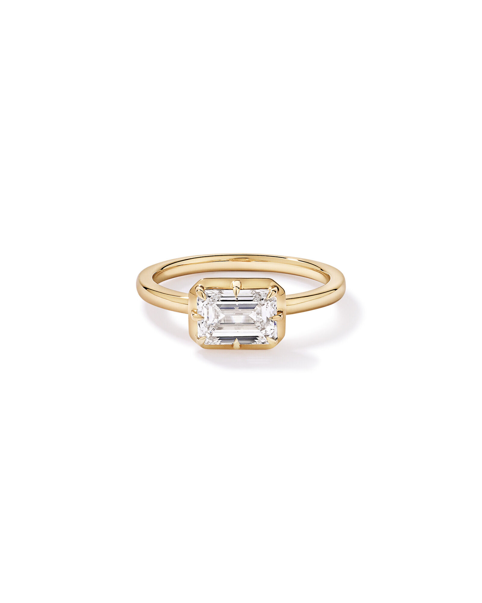 1.50TW Emerald Cut Laboratory-Grown Diamond Solitaire Ring in 14kt Yellow Gold