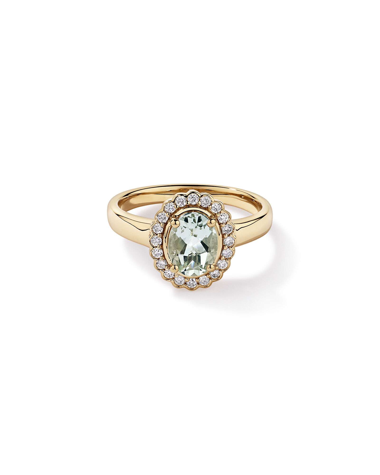Am&eacute;thyste verte & 0,20TW de bague Halo en diamant en or jaune 10 carats